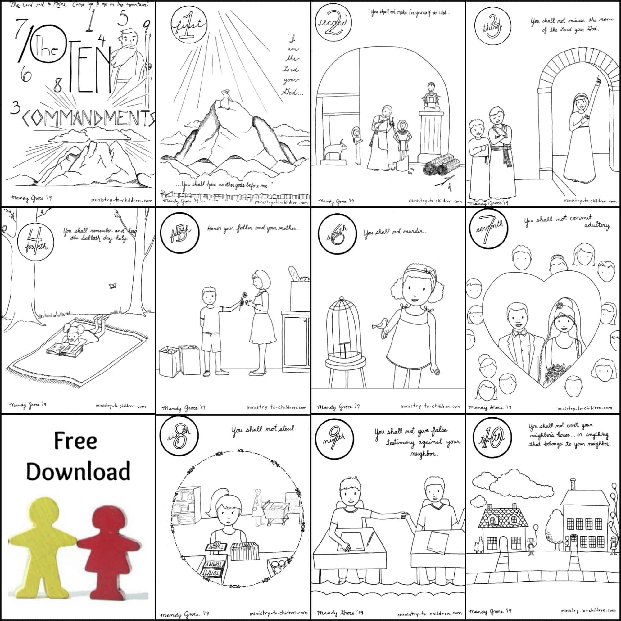 10 Commandments Coloring Book [Free Printable Pdf] Pages For Kids throughout 10 Commandments For Kids Printable
