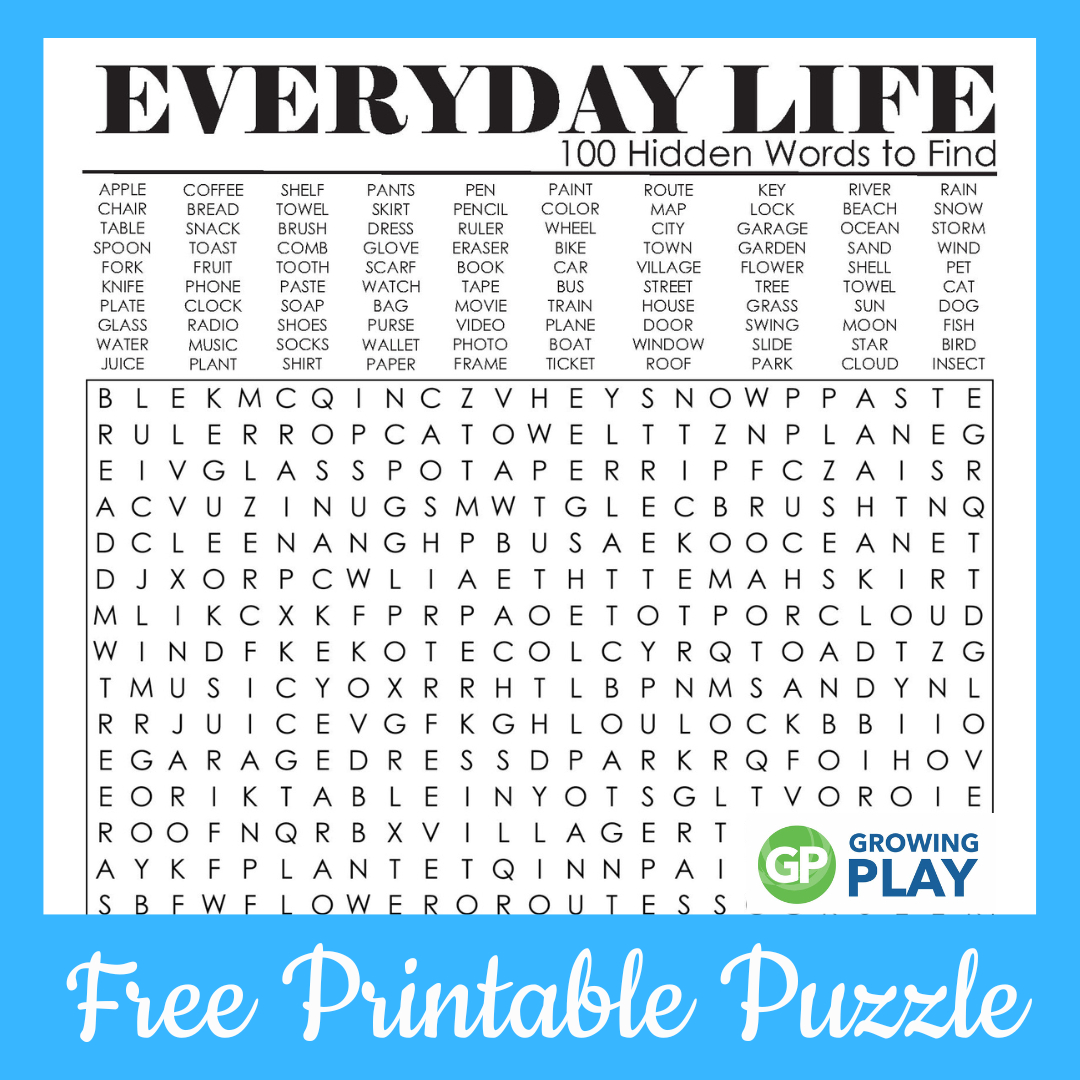 100 Hard Word Search Puzzles Printable - Free - Growing Play within Free Word Search Printable For Adults