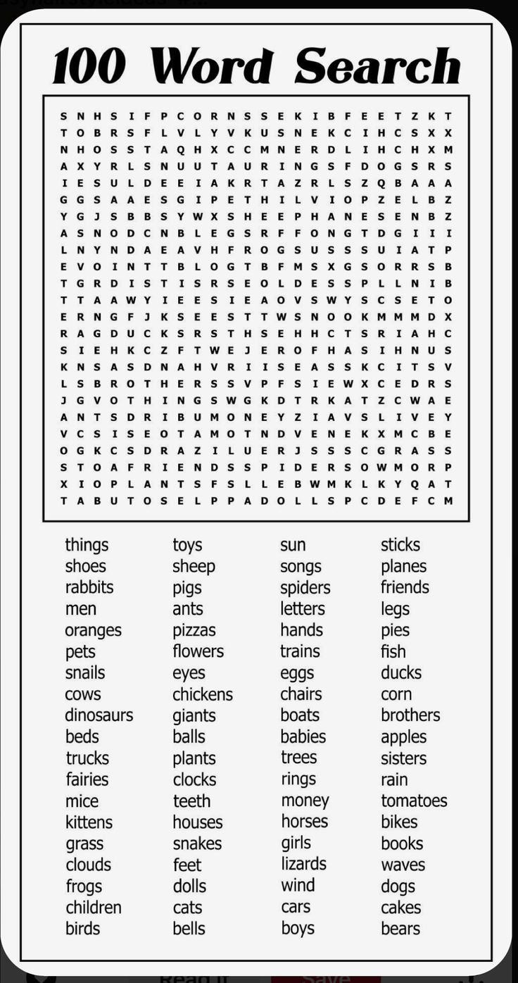 100 Words Word Search Puzzle within 100 Word Word Search Printable