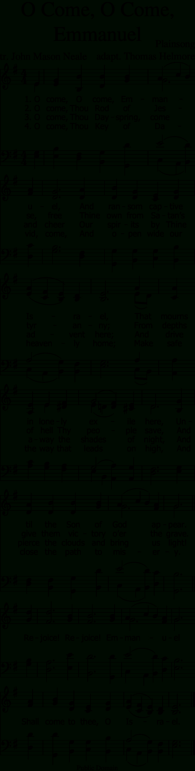 1000: O Come, O Come, Emmanuel | Mobile Hymns with regard to O Come O Come Emmanuel Lyrics Printable