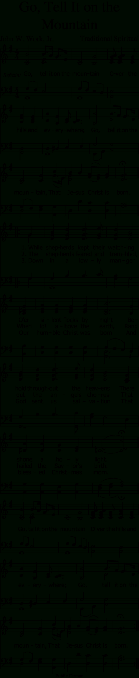 1048: Go Tell It On The Mountain | Mobile Hymns in Go Tell It On The Mountain Lyrics Printable