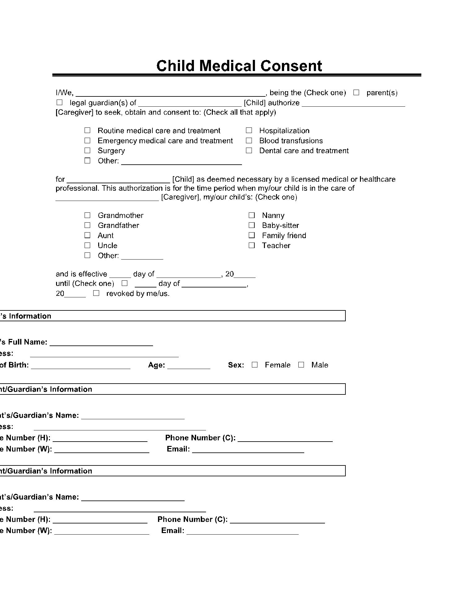 15 Free Printable Medical Consent Forms For Adults - Free To Edit with regard to Printable Medical Consent Form For Adults