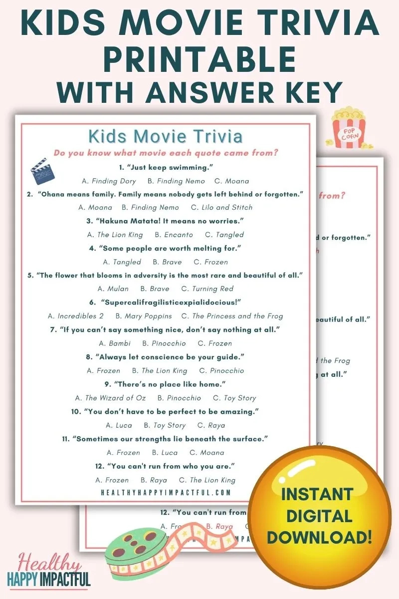 150 Fun Kids Movie Trivia Questions And Answers (In 2025) with Movie Trivia Questions And Answers Printable