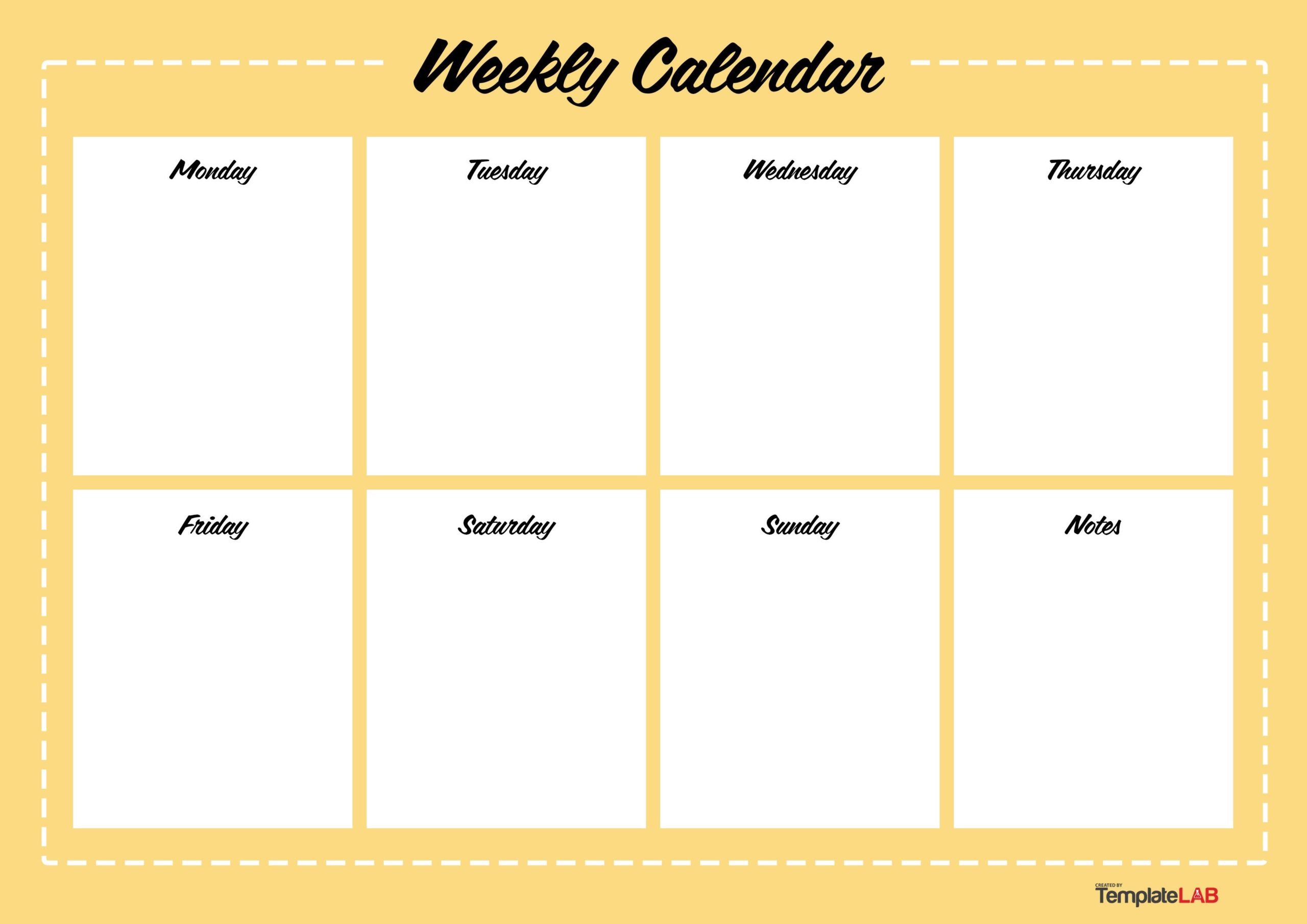 19 Free Weekly Calendar Templates [Word, Excel, Pdf] in 7 Day Weekly Planner Printable