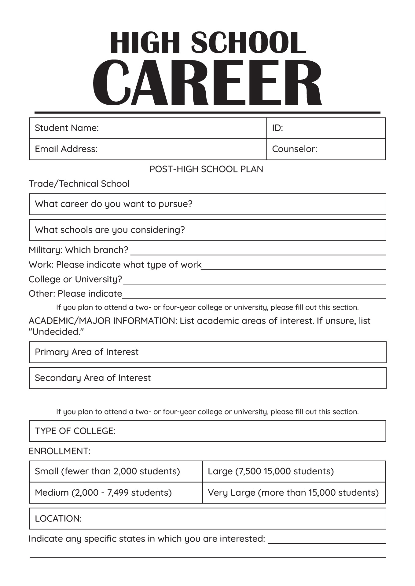 19 High School Student Information Worksheet - Free Pdf At within Free Printable Worksheets For High School Students