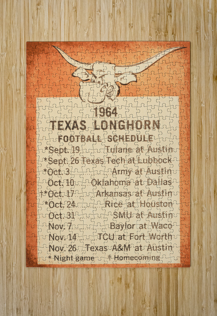 1964 Texas Longhorns Football Schedule Artrow One Brand Wall Art regarding Texas Longhorns Printable Football Schedule