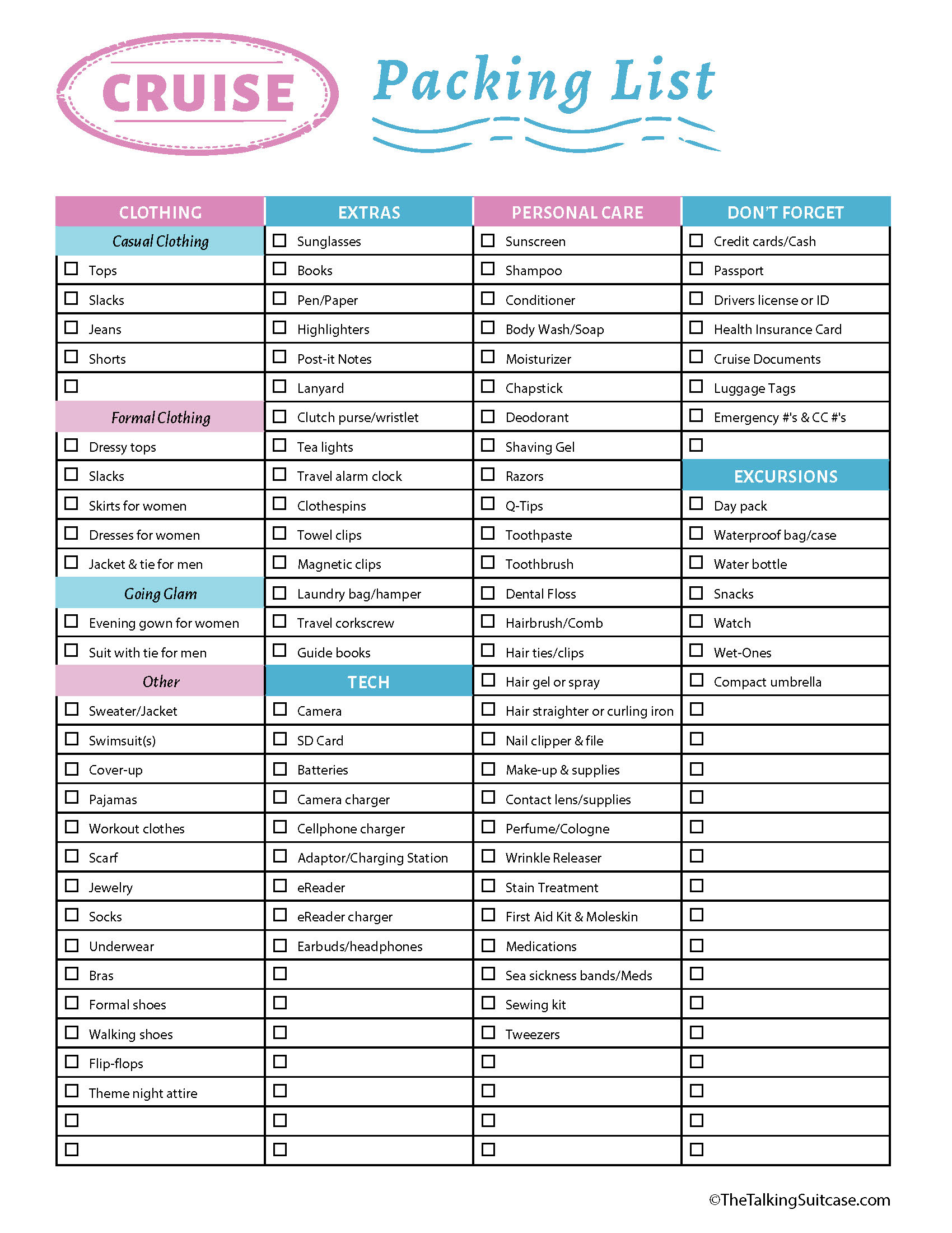 20 Things To Pack For A Cruise: Plus Printable Packing List For with regard to Packing List For 7 Day Cruise Caribbean Printable