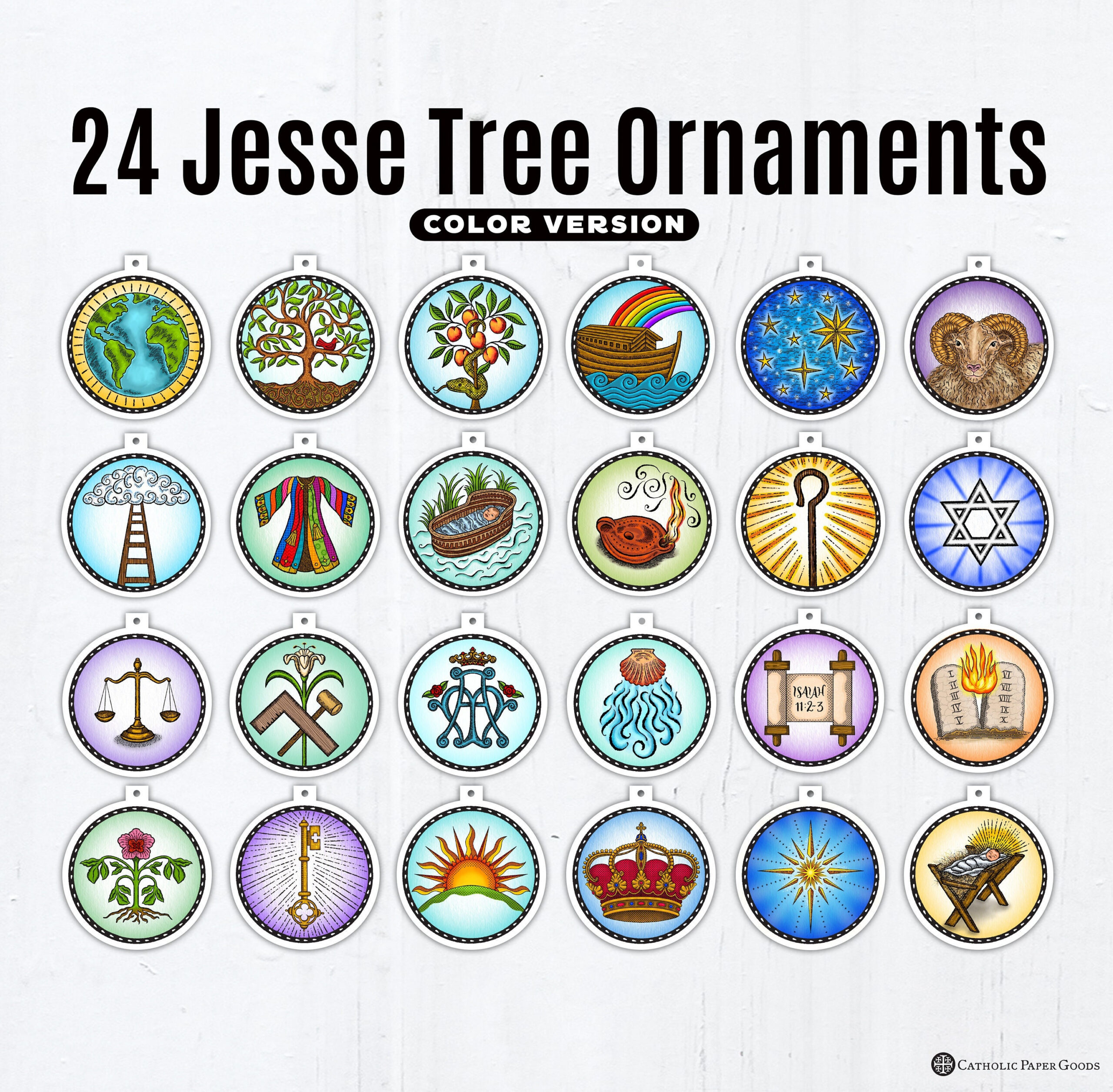 24 Printable Jesse Tree Ornaments: Catholic Advent Decor (Pdf) throughout Jesse Tree Ornaments Free Printable