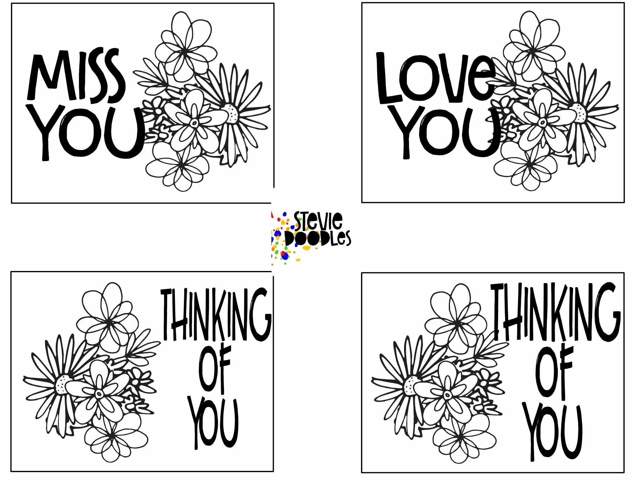 28 Free "Thinking Of You" Cards To Color — Stevie Doodles pertaining to Thinking Of You Card Printable