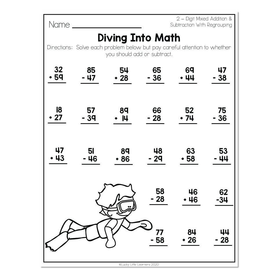 2Nd Grade Math Worksheets - 2-Digit Mixed Addition And Subtraction throughout Printable Math Worksheets For Second Graders