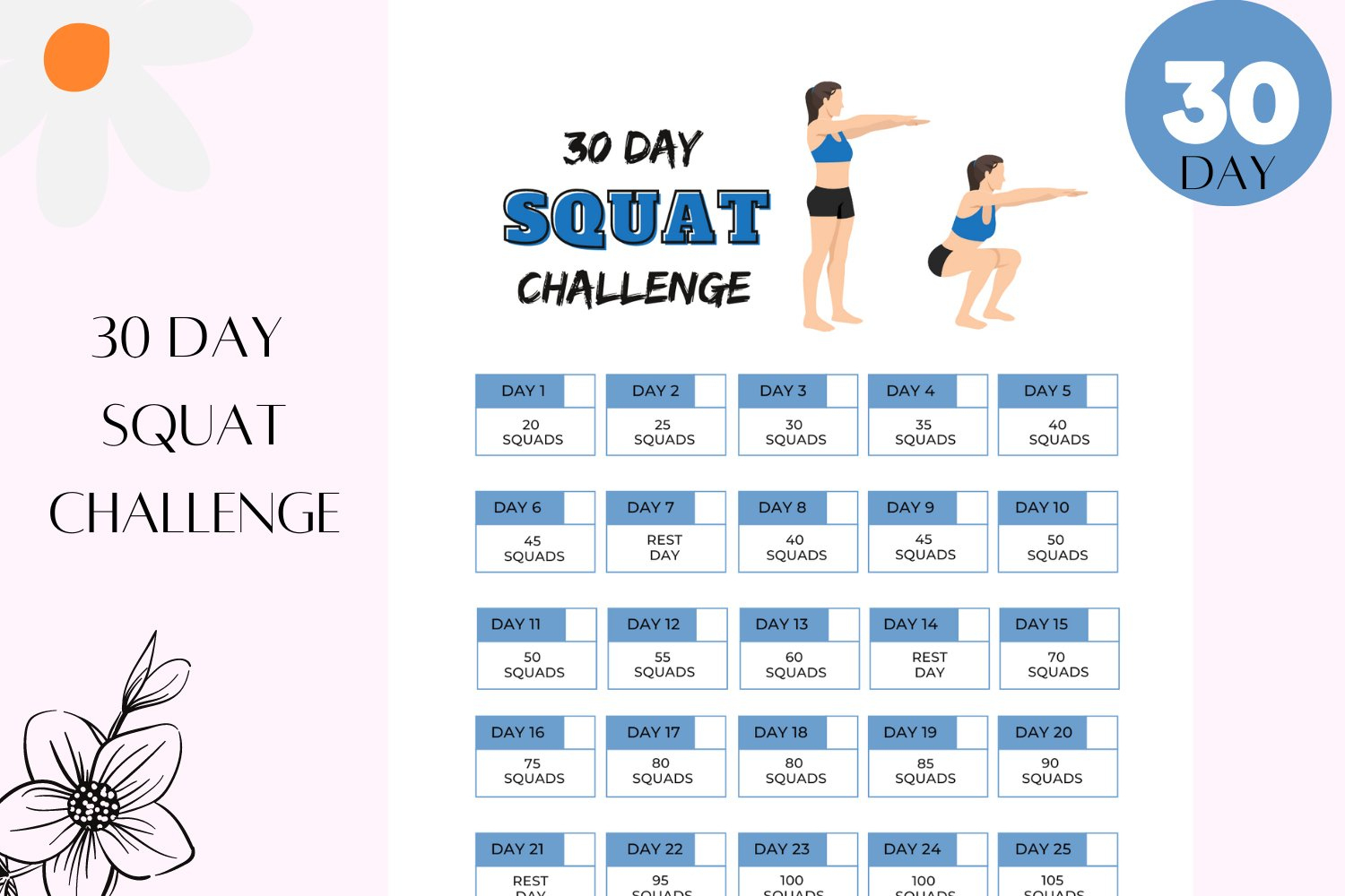 30 Day Squat Challenge | 30 Day Challenge Printable with regard to 30 Day Squat Challenge Printable