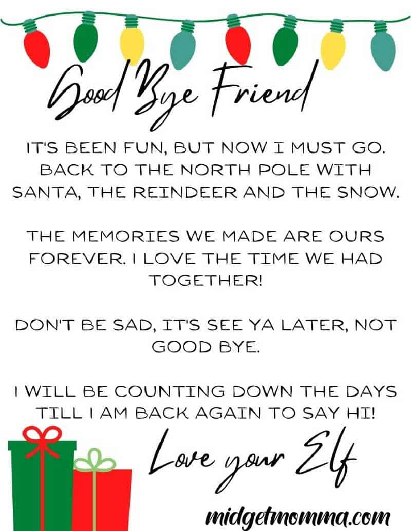 31 Free Elf On The Shelf Goodbye Letter Printables intended for Goodbye Elf Letter Free Printable