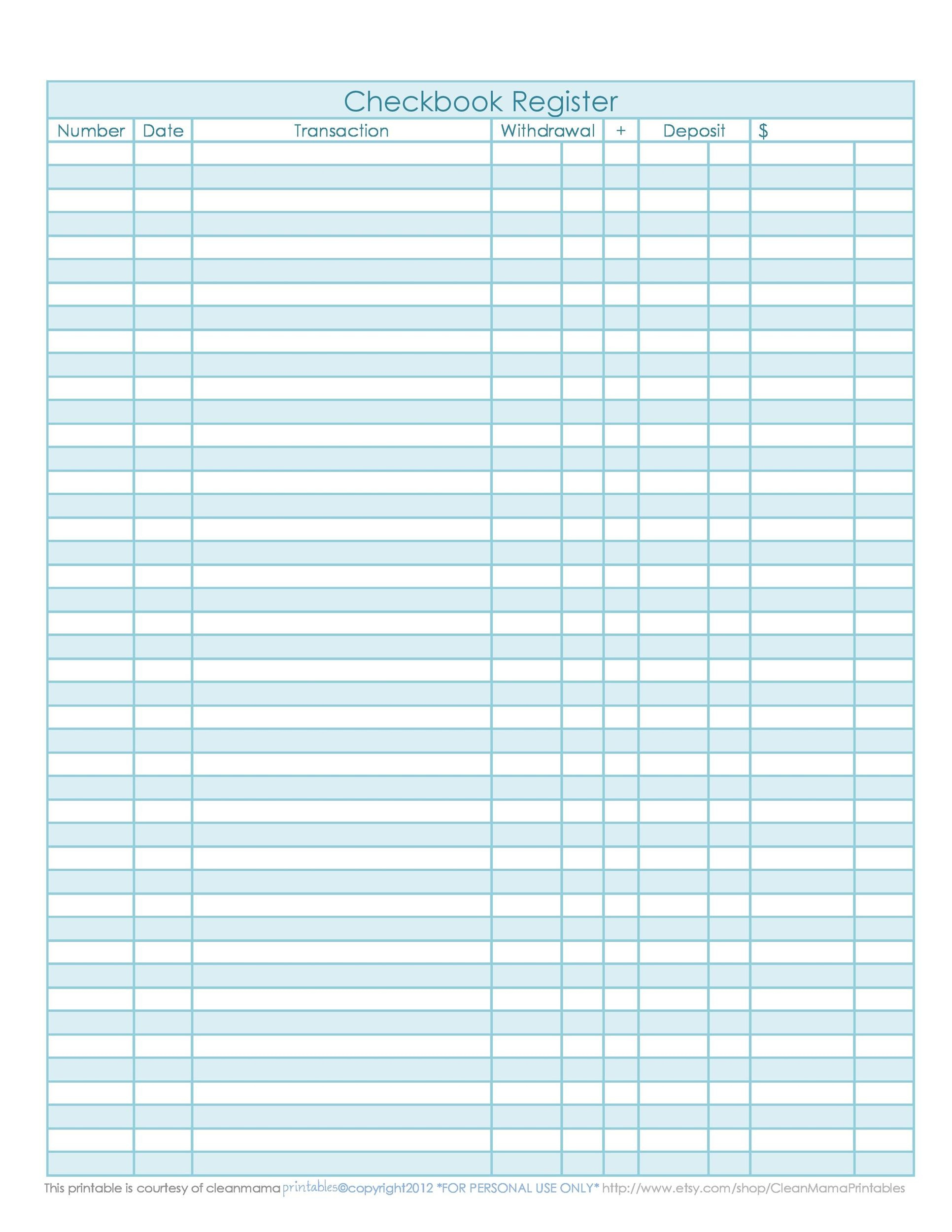 39 Checkbook Register Templates [100% Free, Printable] ᐅ Templatelab inside Best Free Printable Checkbook Register