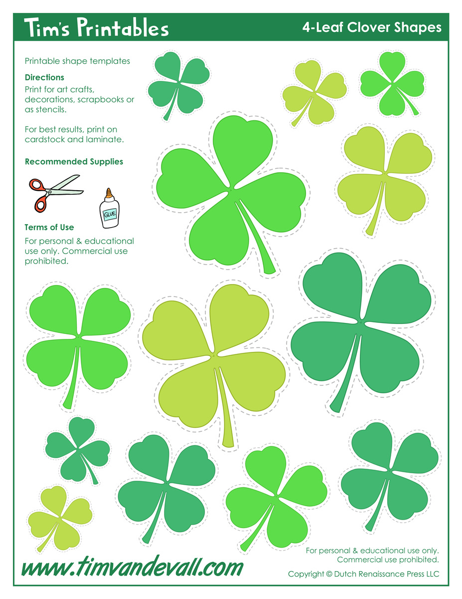 4-Leaf Clover Templates regarding Printable 4 Leaf Clover Template