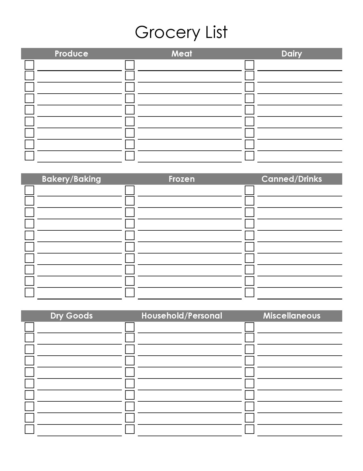 40 Best Master Grocery List Templates [Printable] ᐅ Templatelab for Free Printable Grocery List By Category