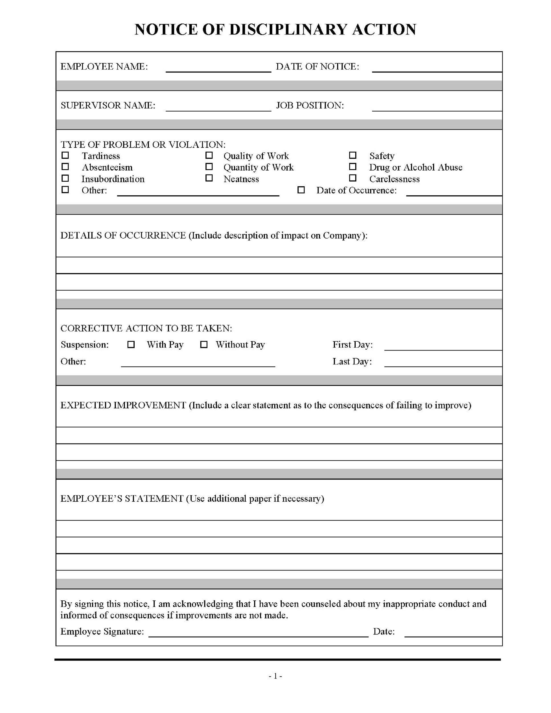 46 Effective Employee Write Up Forms [Disciplinary Action Forms] with Printable Employee Write Up Form