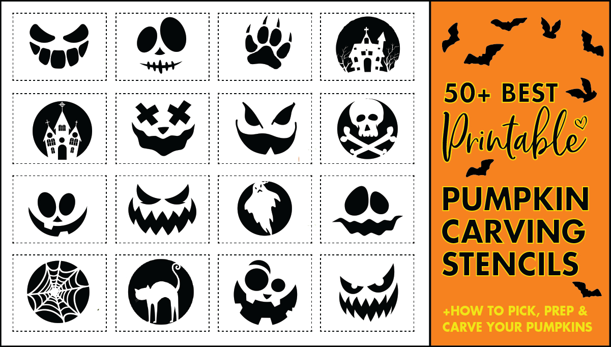 50 Easy Pumpkin Carving Stencils + The Ultimate Guide To Pumpkin for Free Printable Halloween Pumpkin Templates