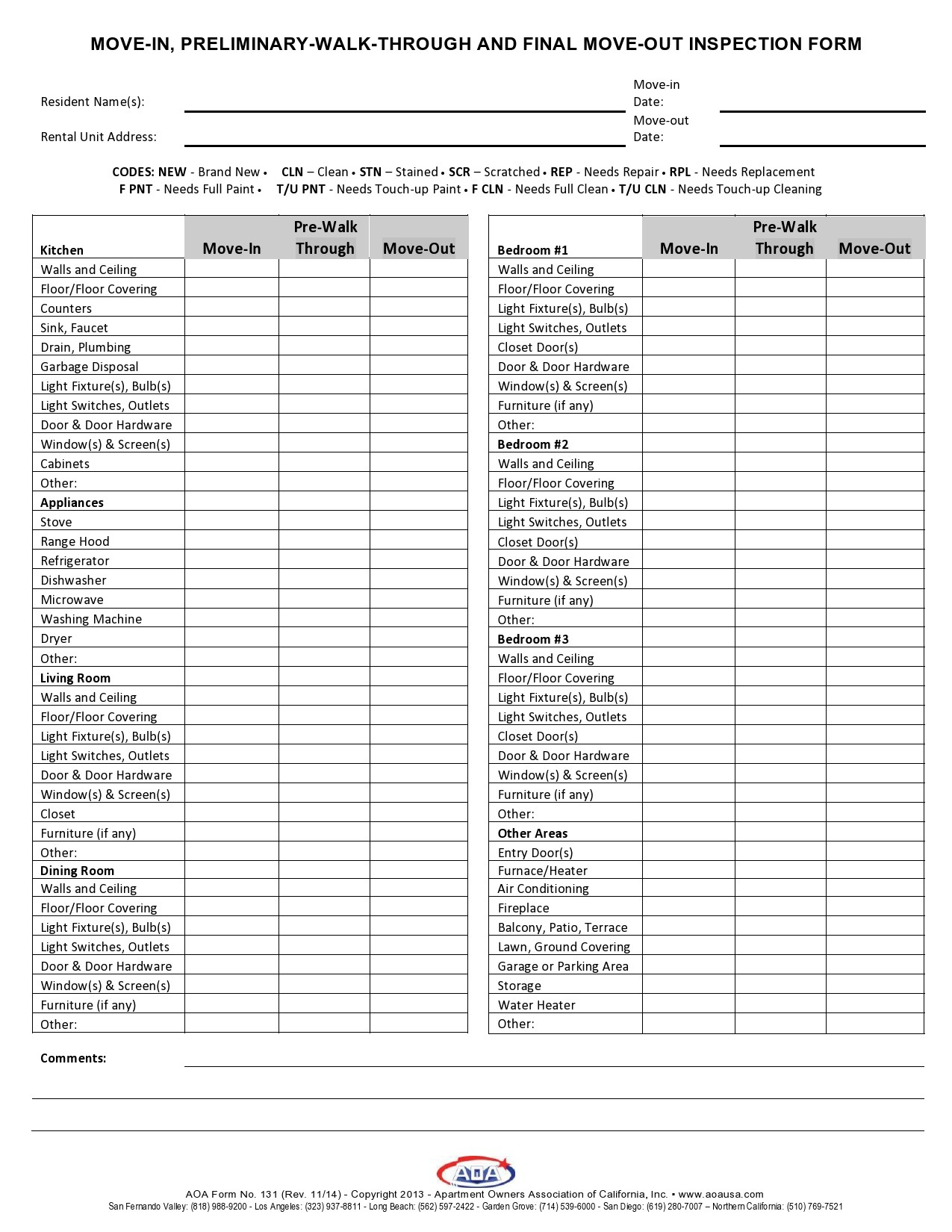 53 Perfect Move In / Out Checklists (For Any Rental Inspection) with regard to Free Printable Move In Checklist