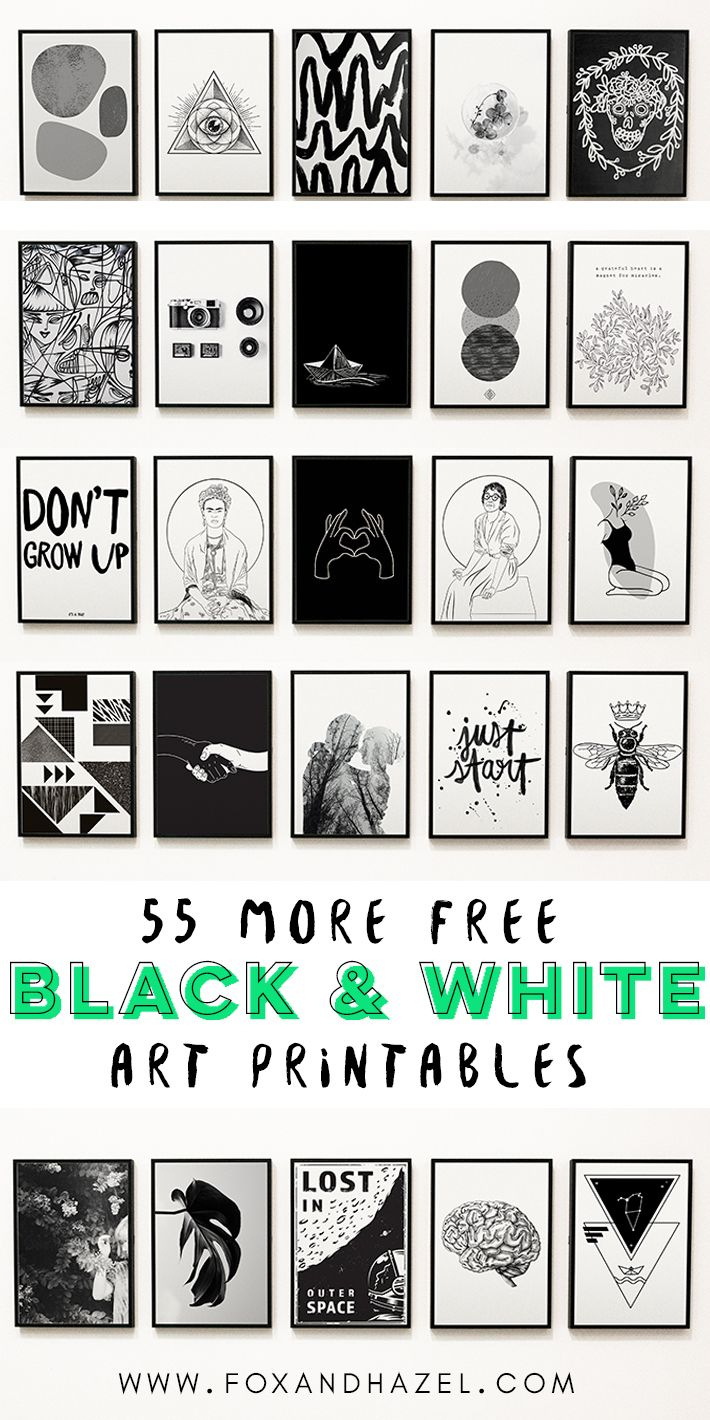 55 More Free Black And White Art Printables | Fox + Hazel regarding Free Printable Black And White Images