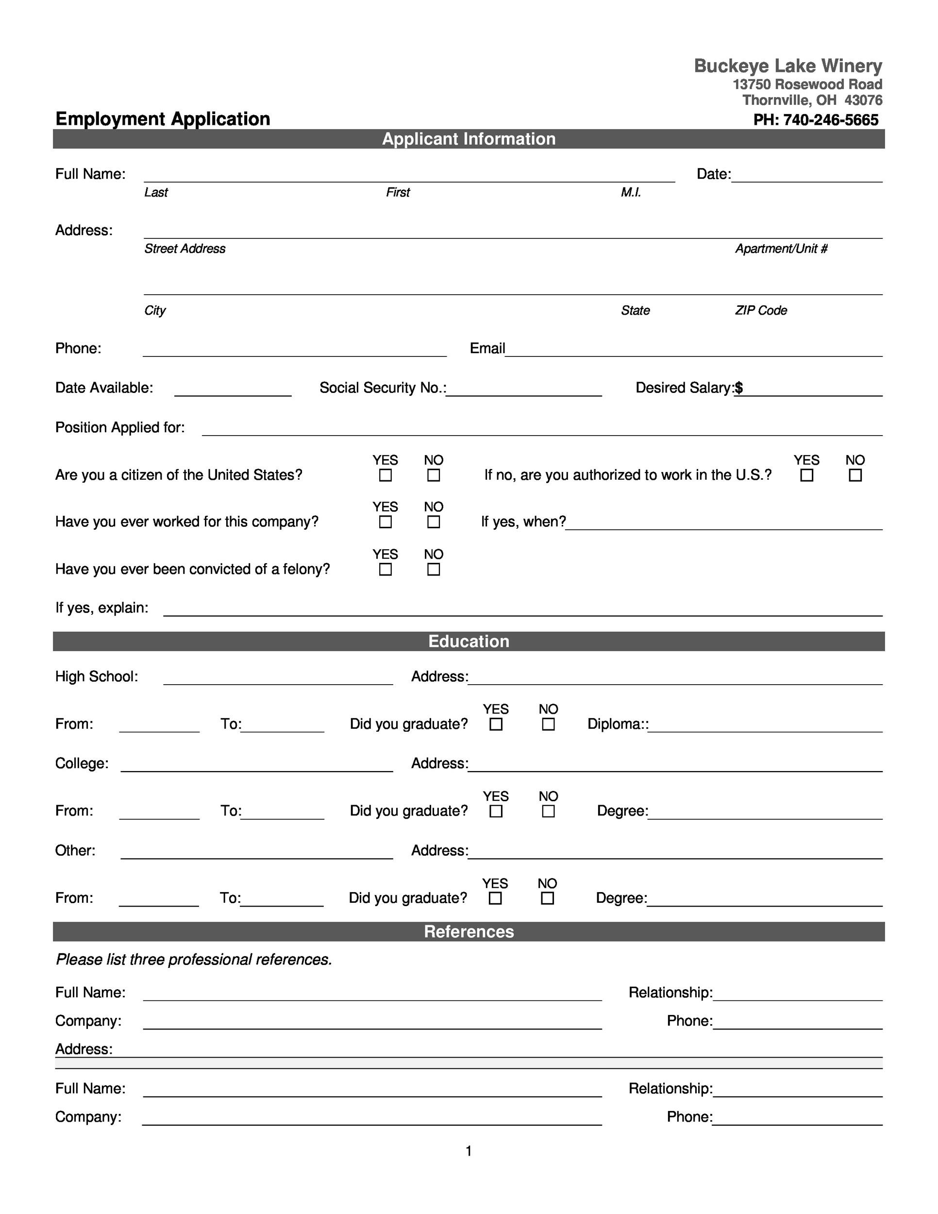 56 Free Employment &amp;amp; Job Application Form Templates [Printable] ᐅ pertaining to Job Application Form Free Printable
