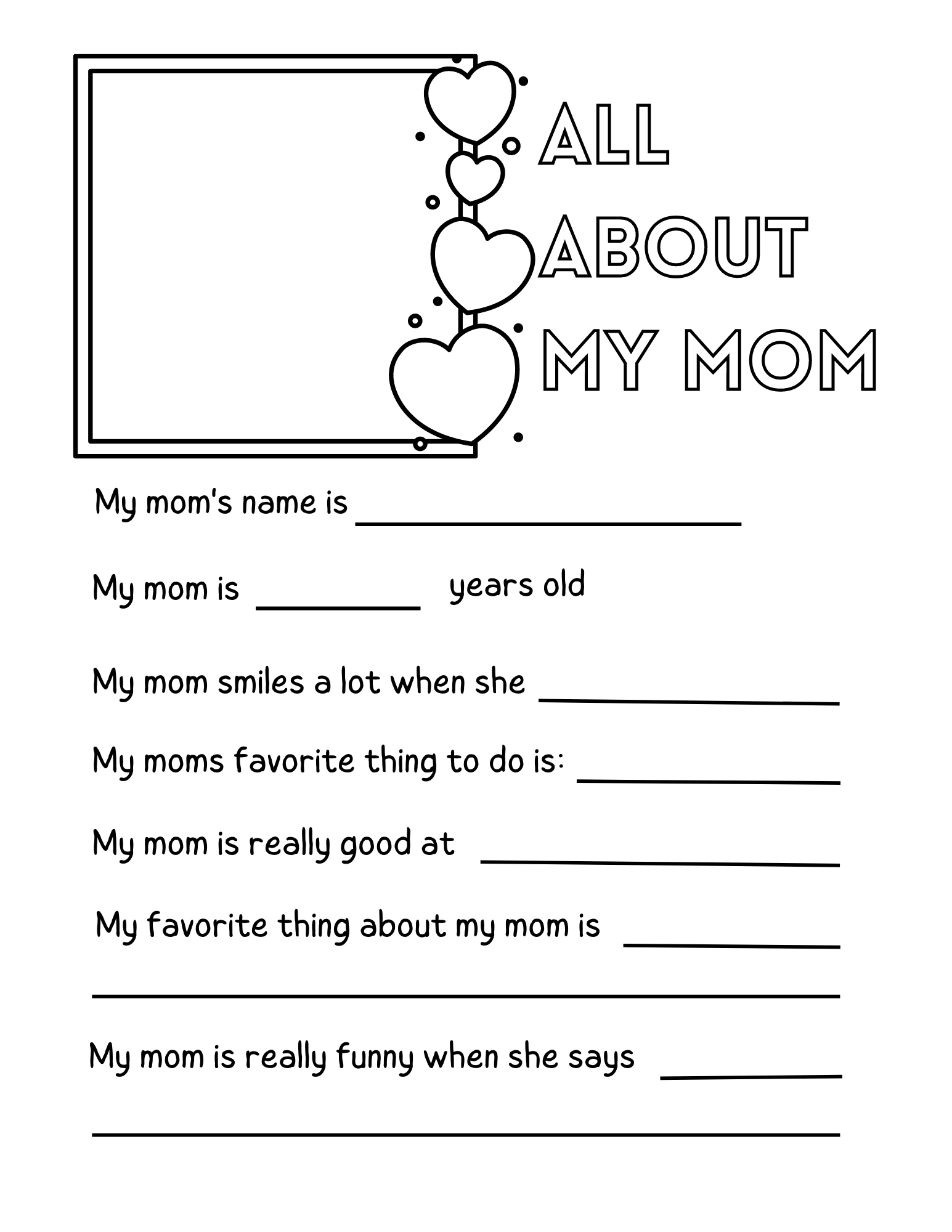 6 All About Mom Mothers Day Printable Sheets — Xoxoerinsmith within Mother'S Day All About My Mom Printable