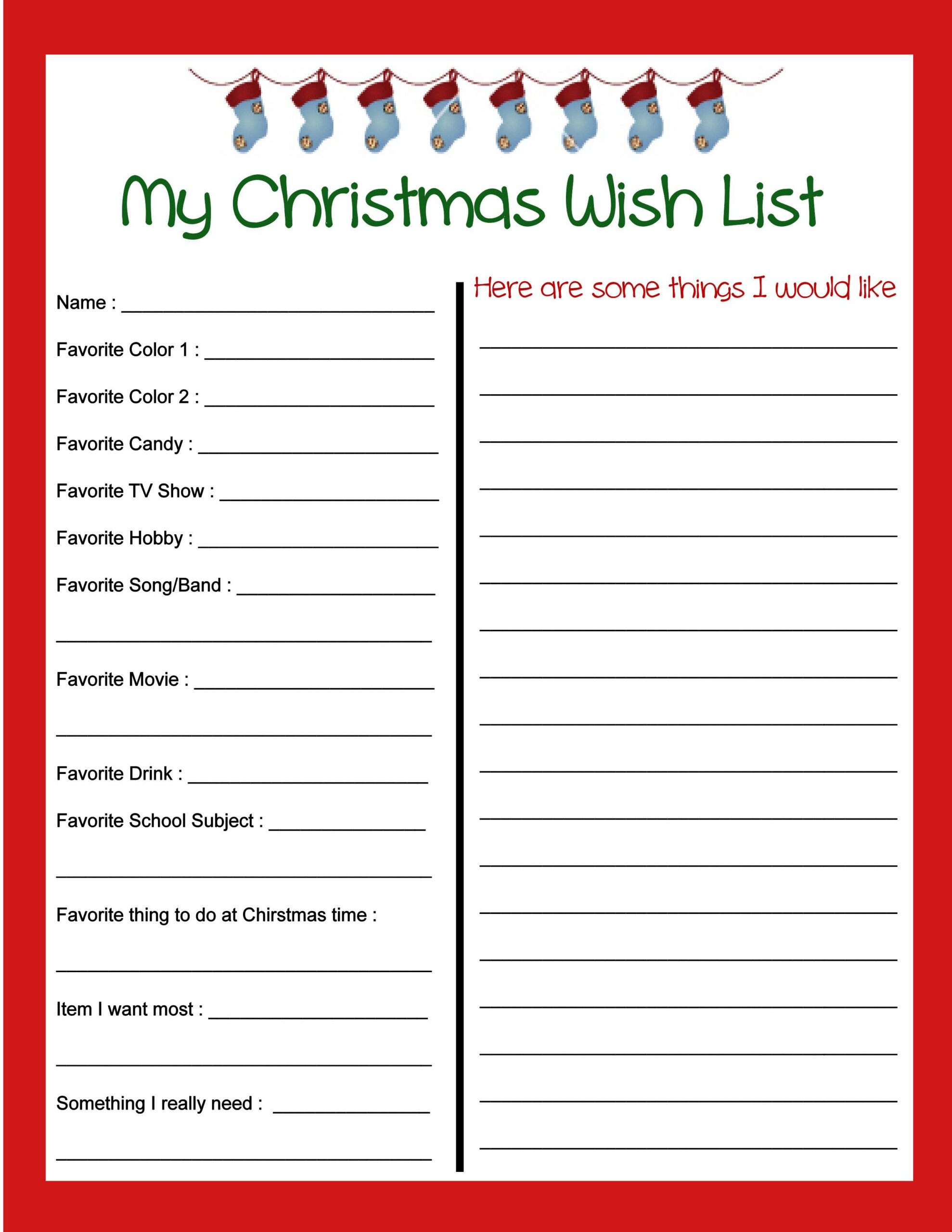 9 Best Christmas List Printable Ideas | Christmas List Printable for Christmas Wish List Template Free Printable