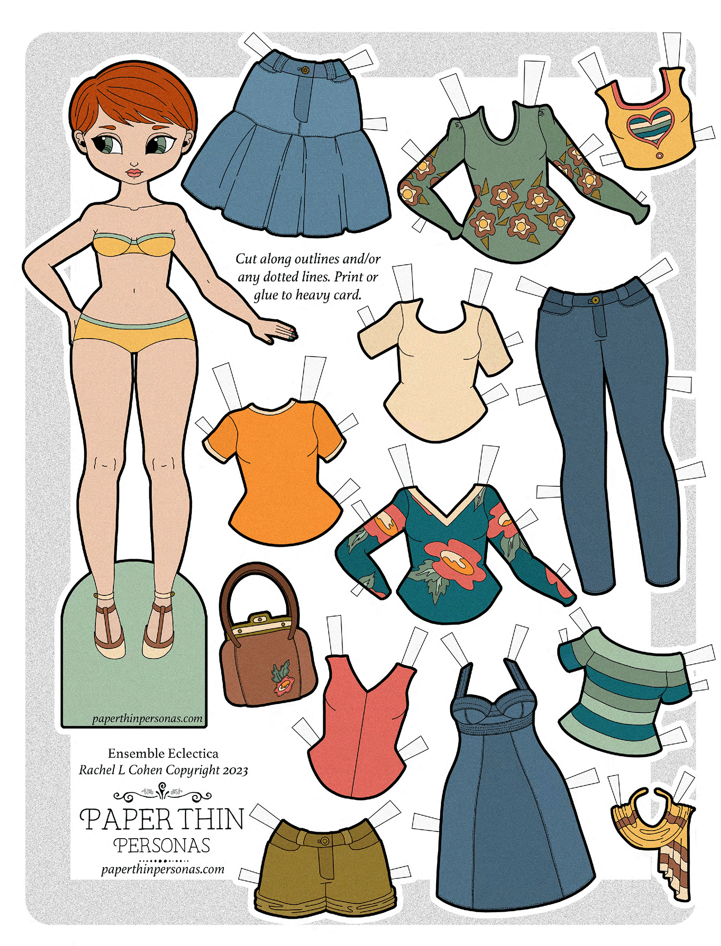 A Cute Little Printable Paper Doll With Retro Paper Doll Clothes for Printable Paper Dolls And Clothes