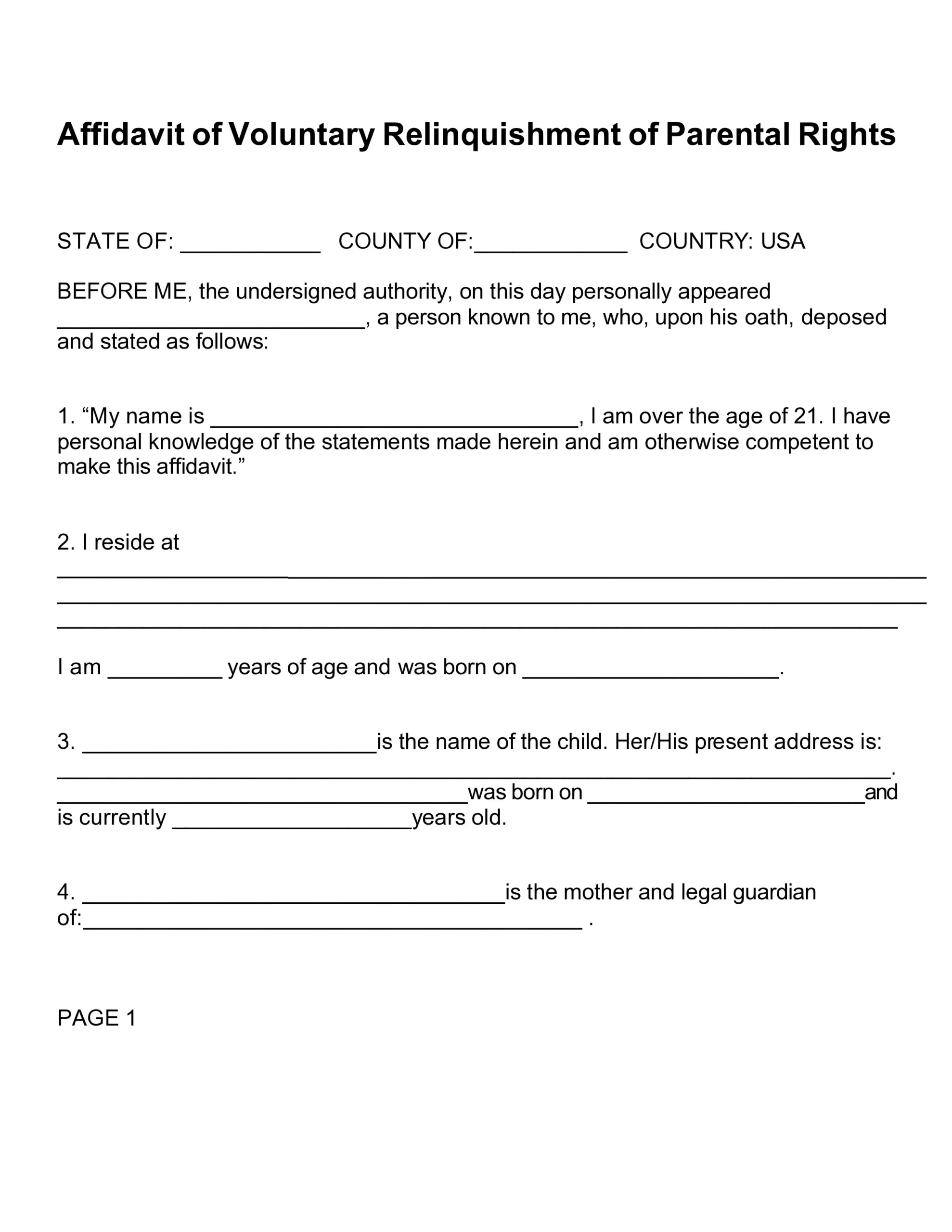 Affidavit Of Relinquishment Of Parental Rights ≡ Fill Out Online in Printable Termination Of Parental Rights Form Texas
