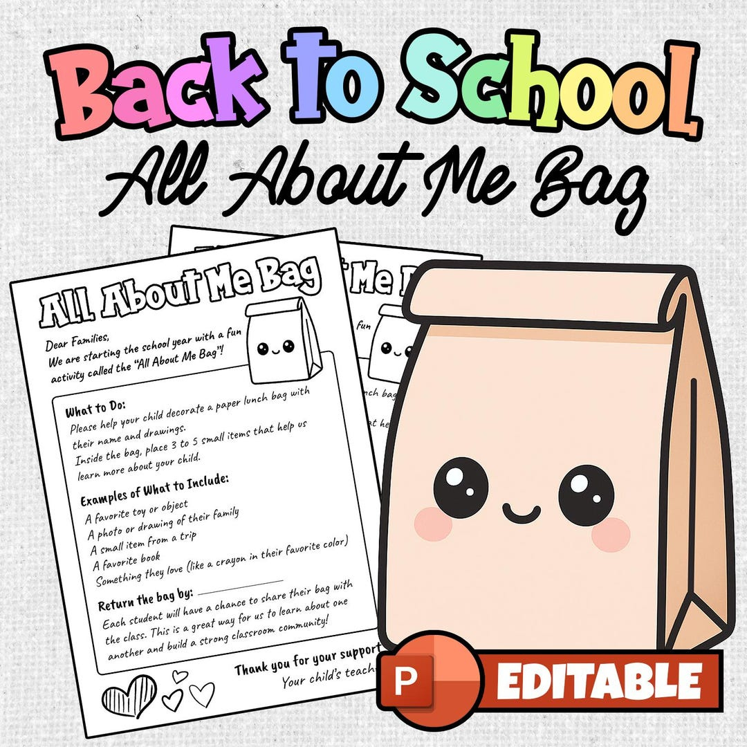 All About Me Bag Activity | Editable Back To School Ice Breaker throughout All About Me Bag Printable