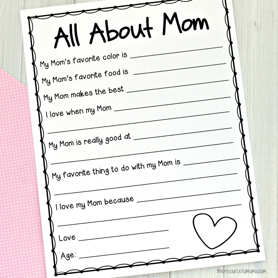 All About Me Mother'S Day Survey {Free Printable For Kids} - The regarding All About My Mom Printable Free