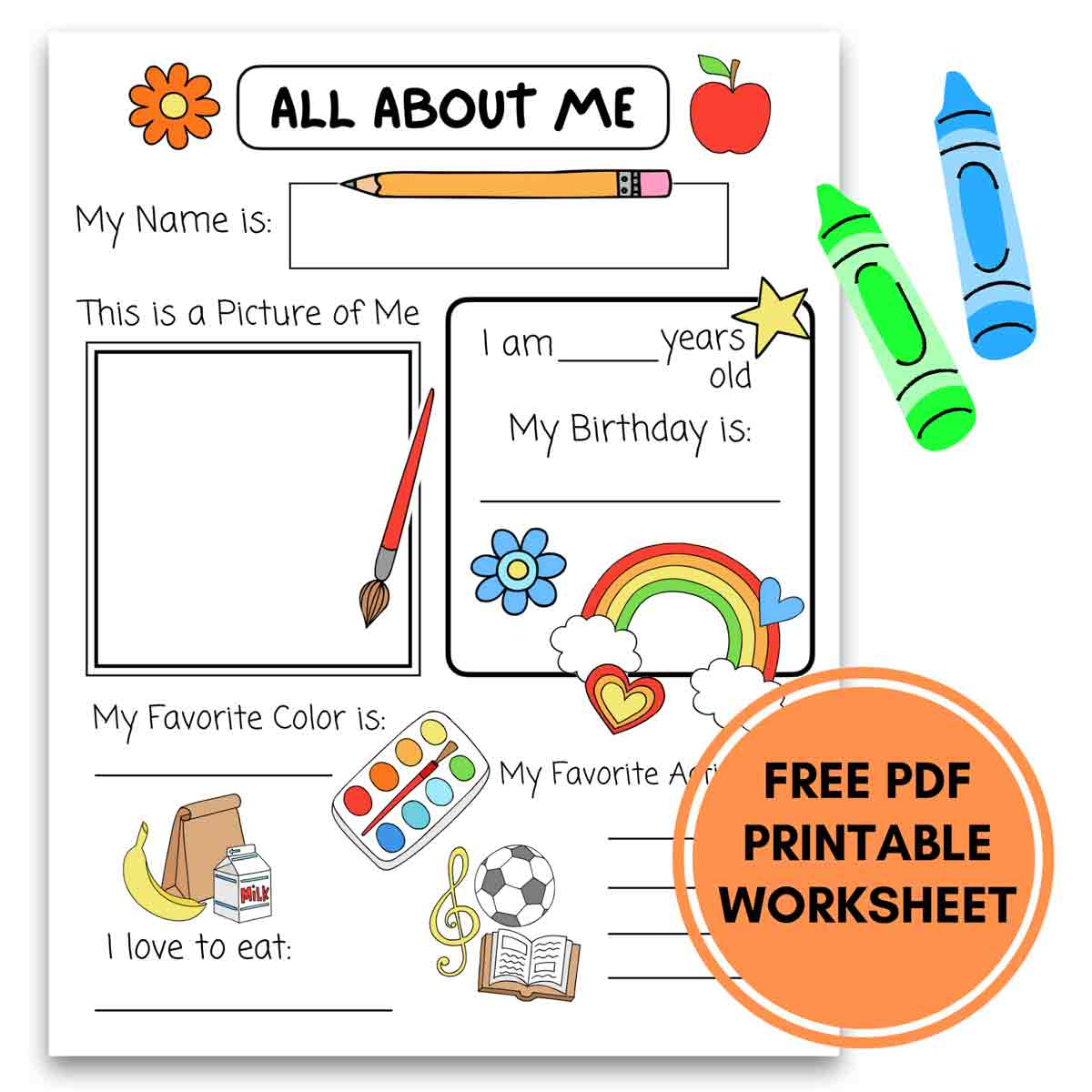 All About Me Printable Preschool Worksheet (Free Pdf) - Mindymakes throughout All About Me Bag Free Printable