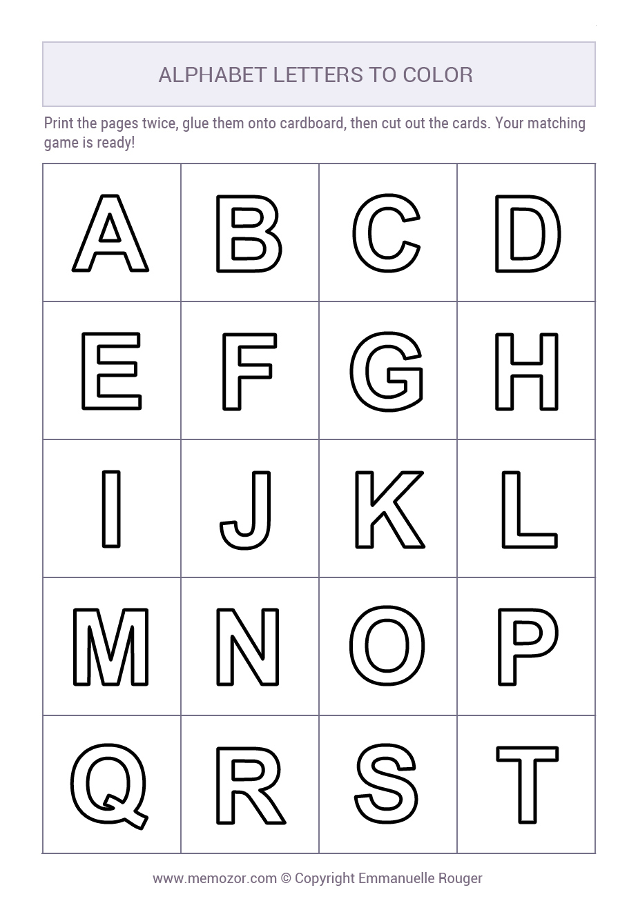 Alphabet Letters For Colouring (A-Z) - Print For Free | Memozor for Big Printable Letters Of The Alphabet