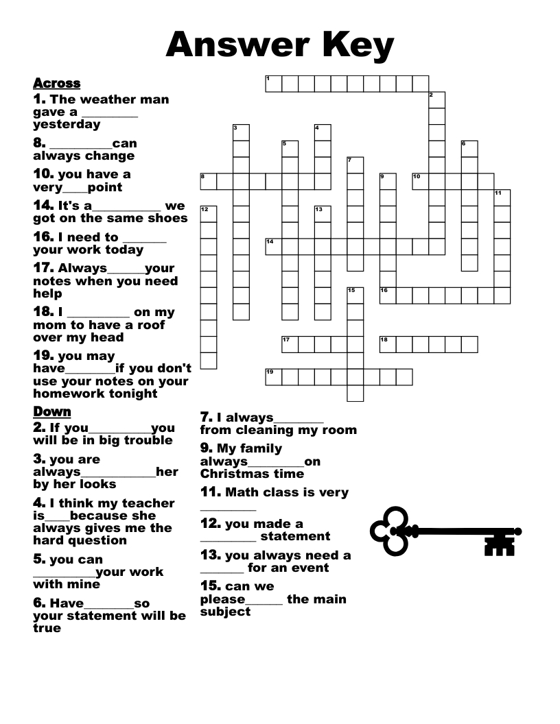 Answer Key Crossword - Wordmint inside Free Printable Crossword Puzzles With Answers