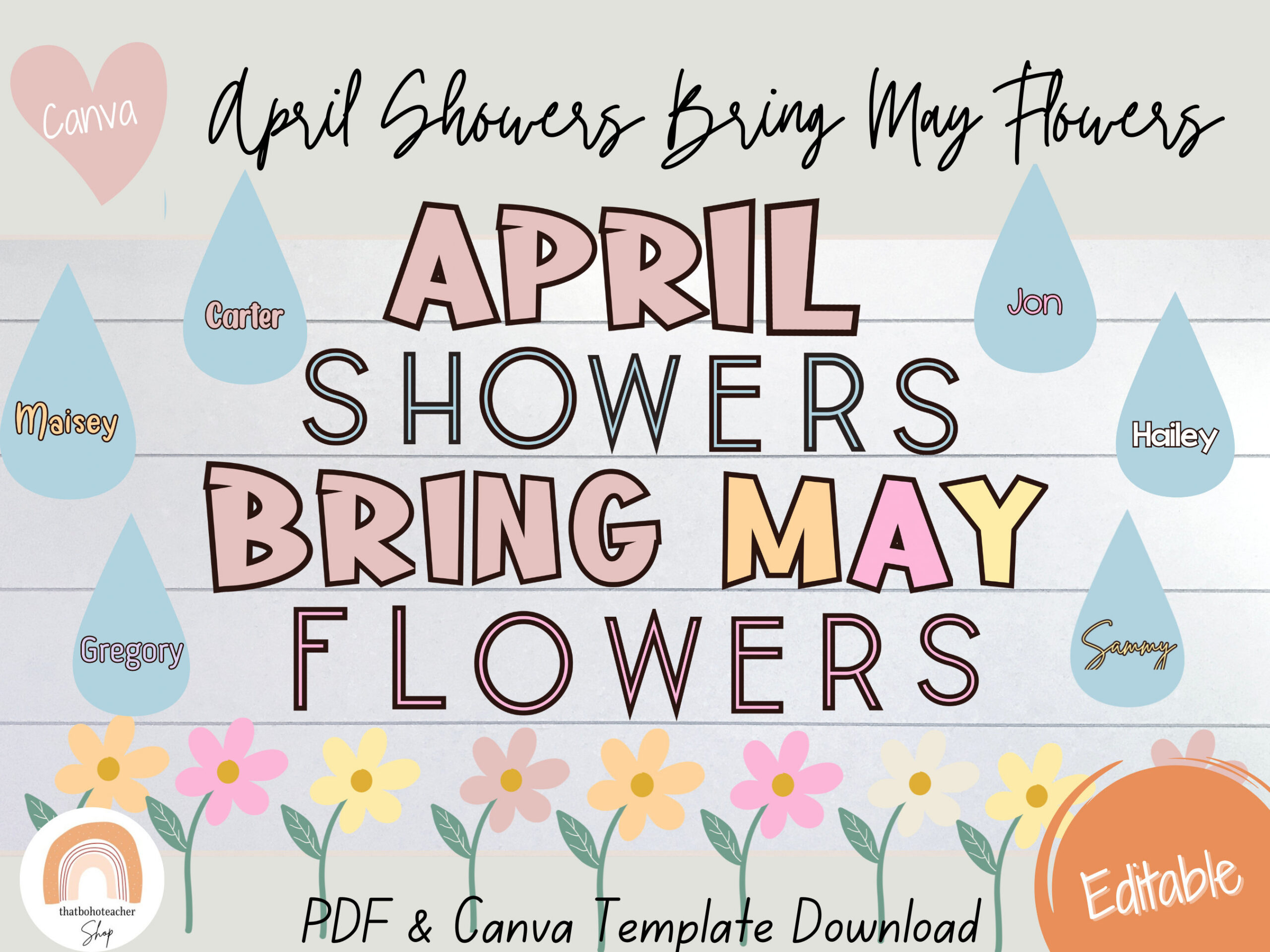 April Showers Bring May Flowers Spring Bulletin Board Kit in April Showers Bulletin Board Printable Free