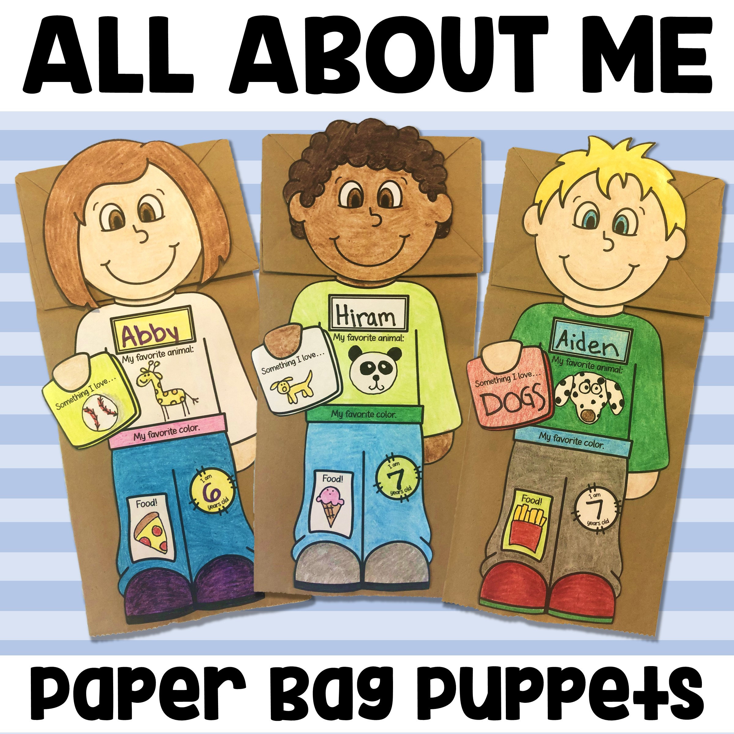 Back To School All About Me Paper Bag Puppet Kids Craft Activity intended for All About Me Bag Free Printable