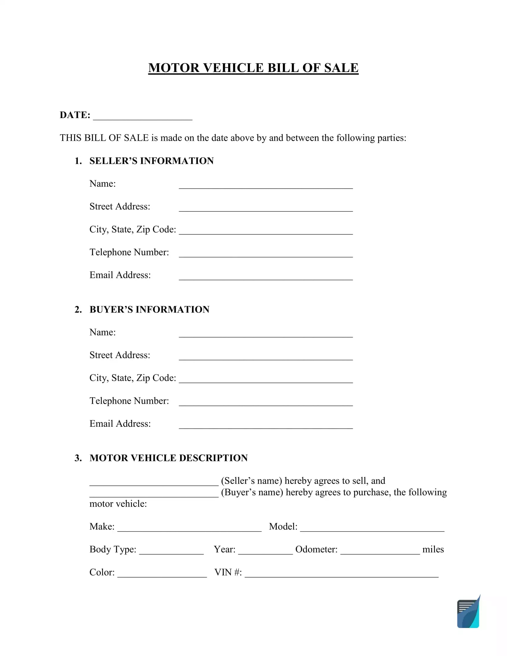 Bill Of Sale Template | Free Pdf And Word Forms inside Car Bill Of Sale Free Printable