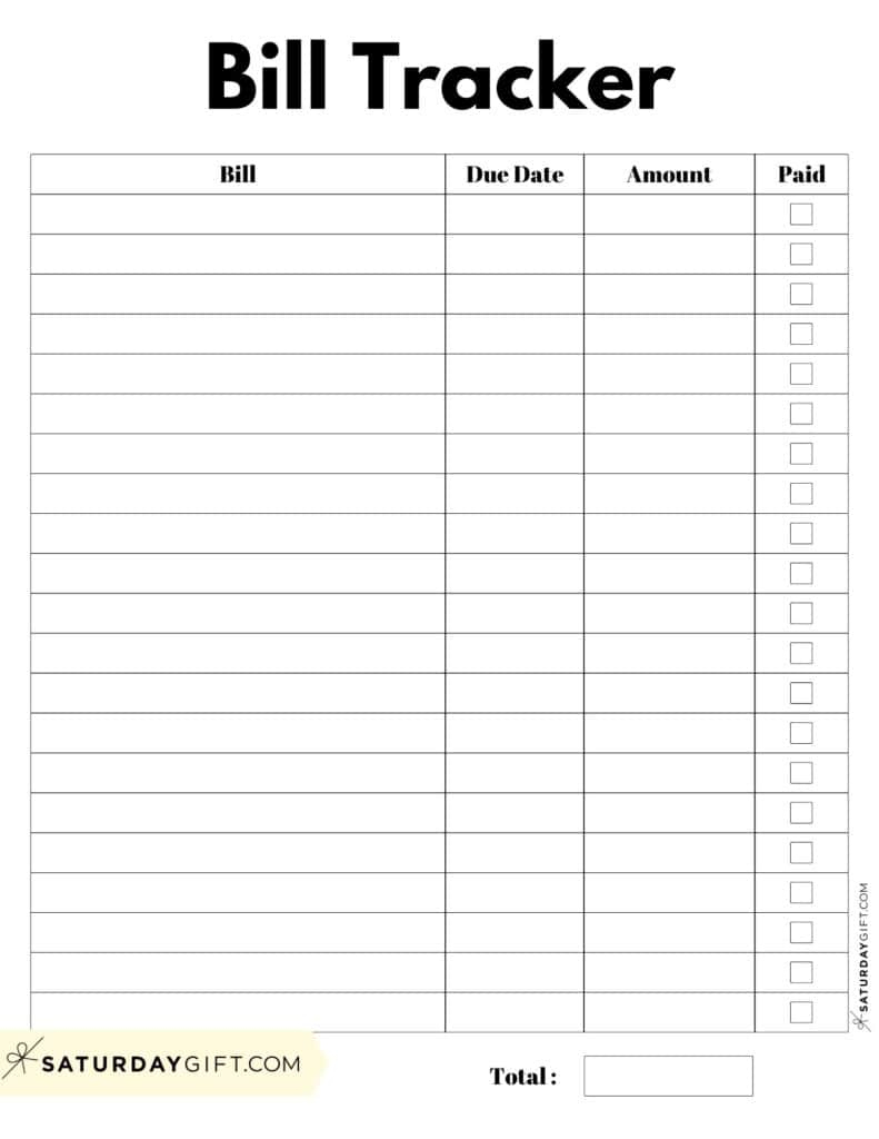 Bill Organizer Template - 39 Cute &amp;amp; Free Printable Bill Trackers with regard to Monthly Bill Payment Checklist Free Printable
