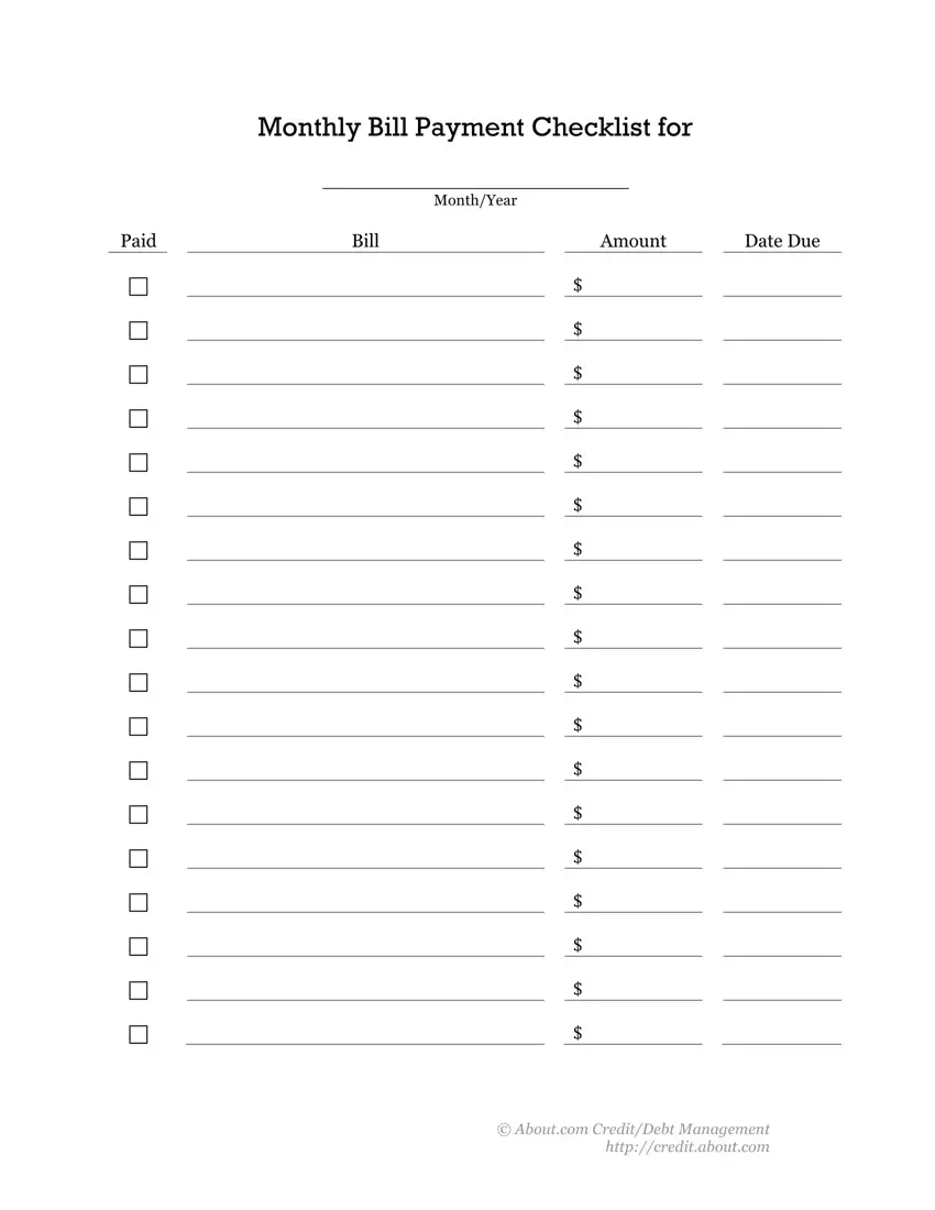 Bill Payment Checklist ≡ Fill Out Printable Pdf Forms Online inside Printable Monthly Bill Pay Checklist