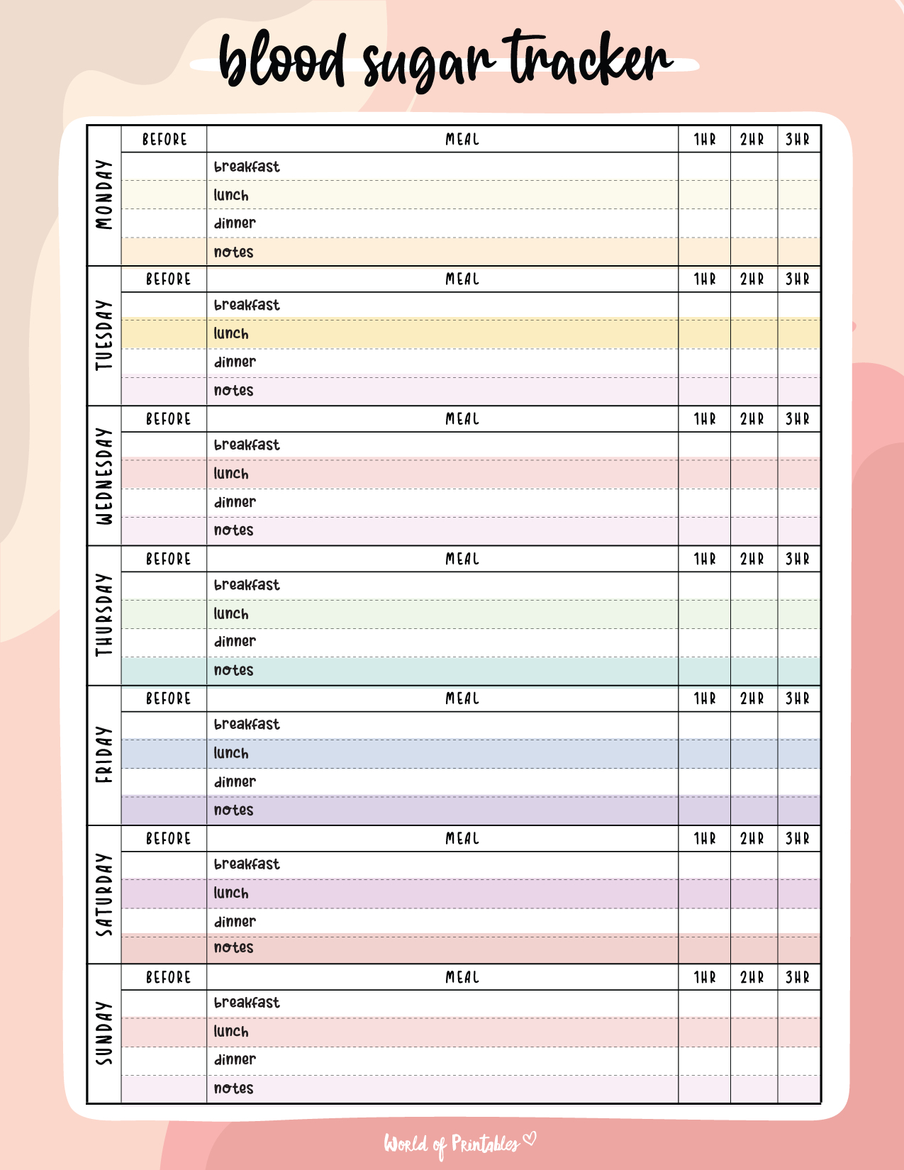 Blood Sugar Logs - World Of Printables with Diabetes Log Sheet Free Printable