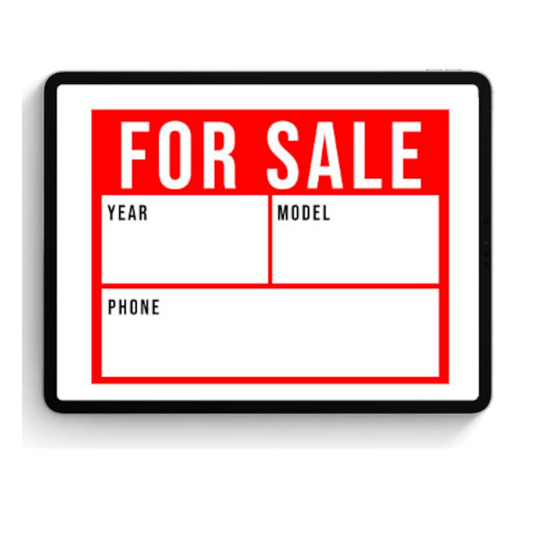 Car For Sale Sign - Digital Download - Us Letter & A4 Pdf File inside Printable For Sale Sign For Car
