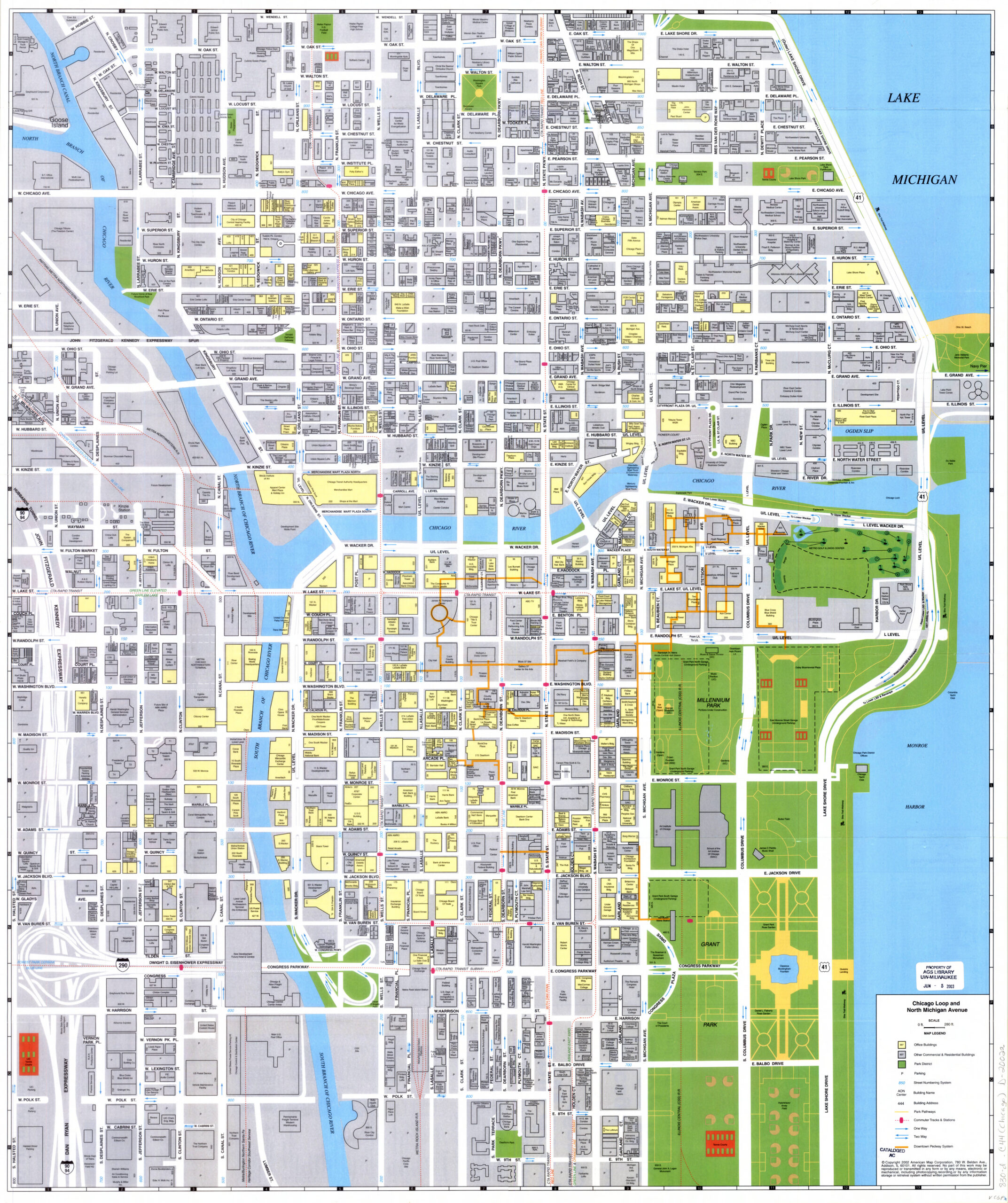 Chicago Loop And North Michigan Avenue / American Map Corporation within Chicago City Map Downtown Printable