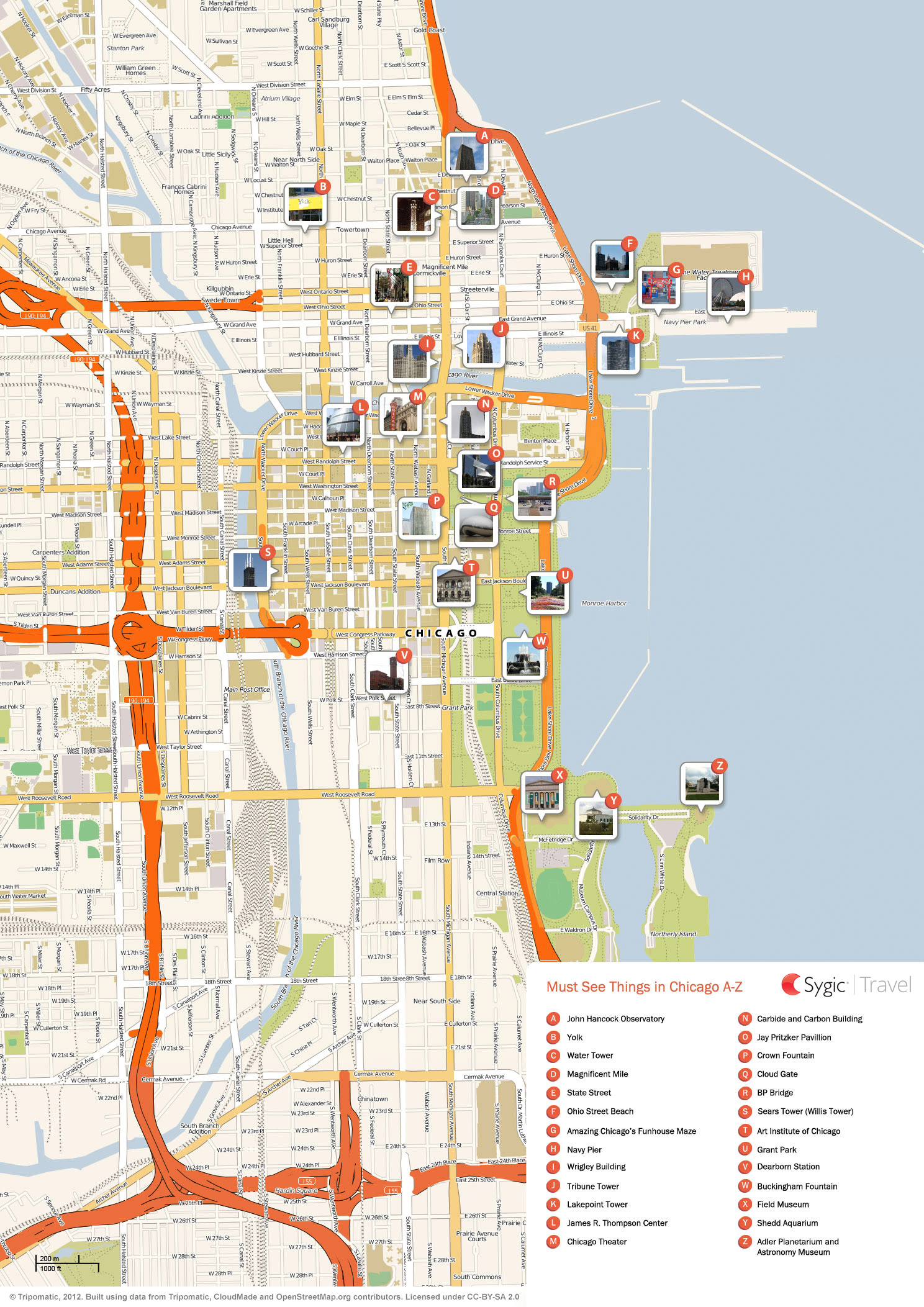 Chicago Printable Tourist Map | Tripomatic with regard to Chicago City Map Downtown Printable