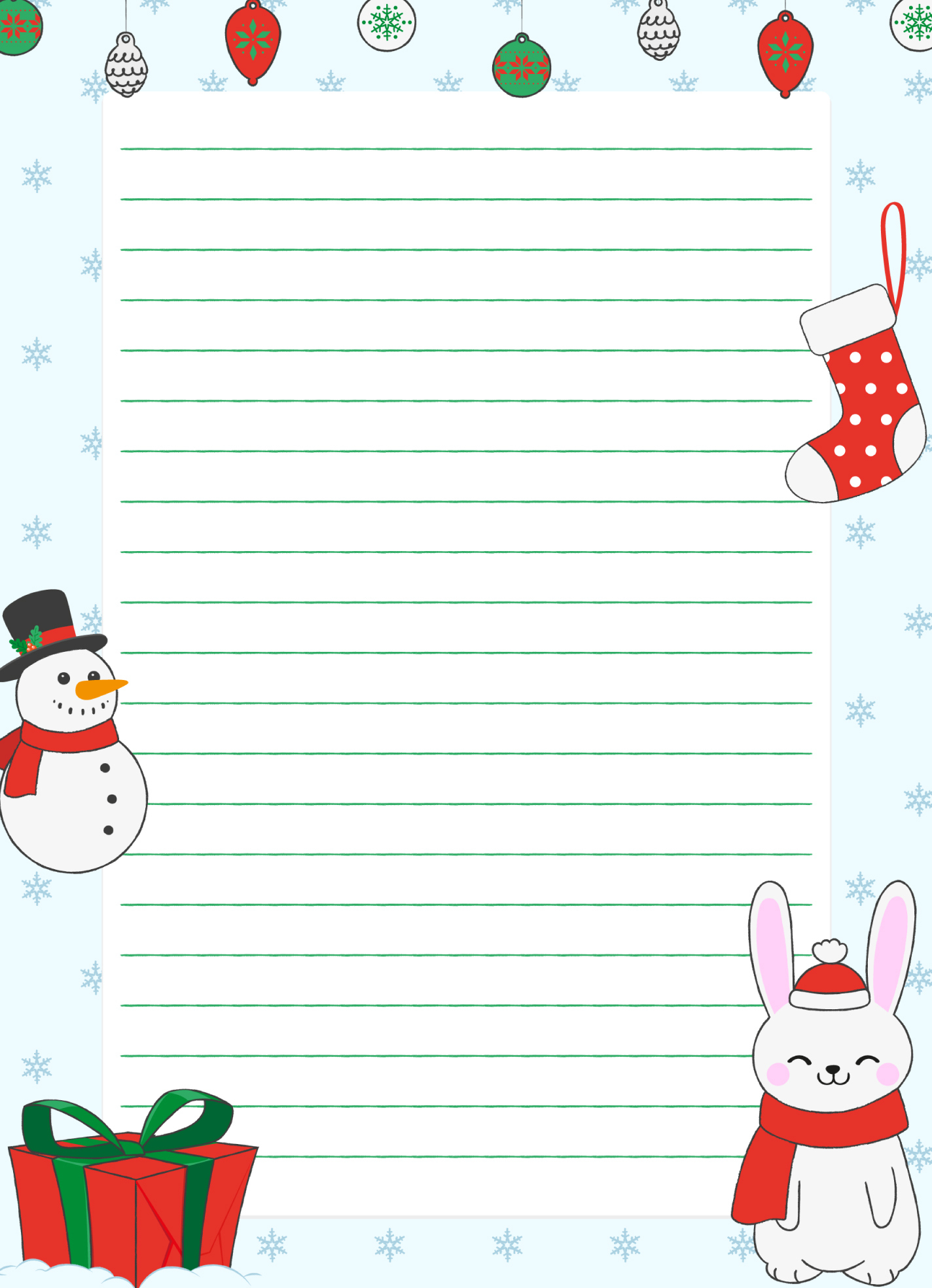 Christmas Holiday Lined Paper Free Google Docs Template - Gdoc.io in Free Printable Christmas Writing Paper