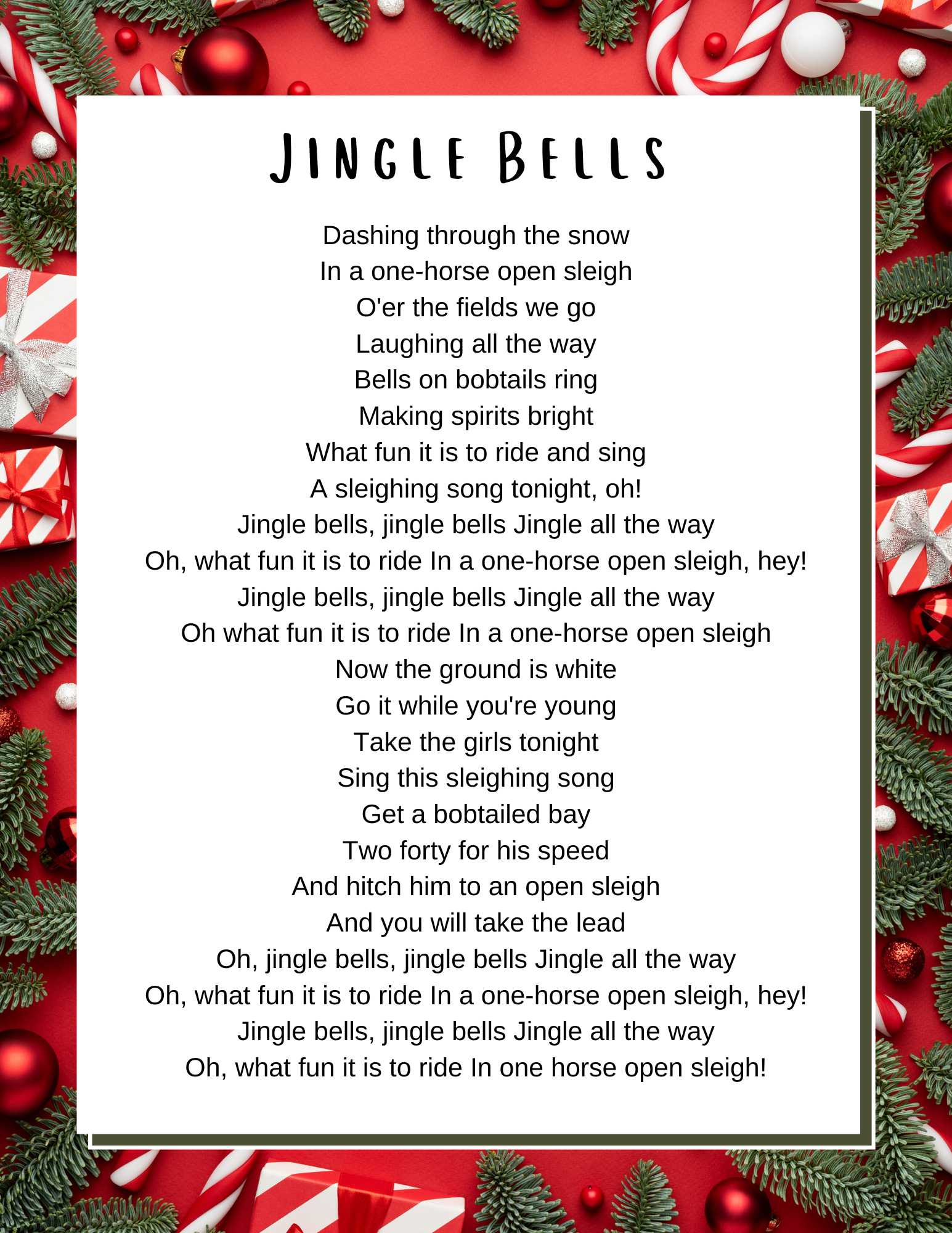 Christmas Songs Lyrics - Lyrics To Popular Christmas Carols within Printable Words To Christmas Songs