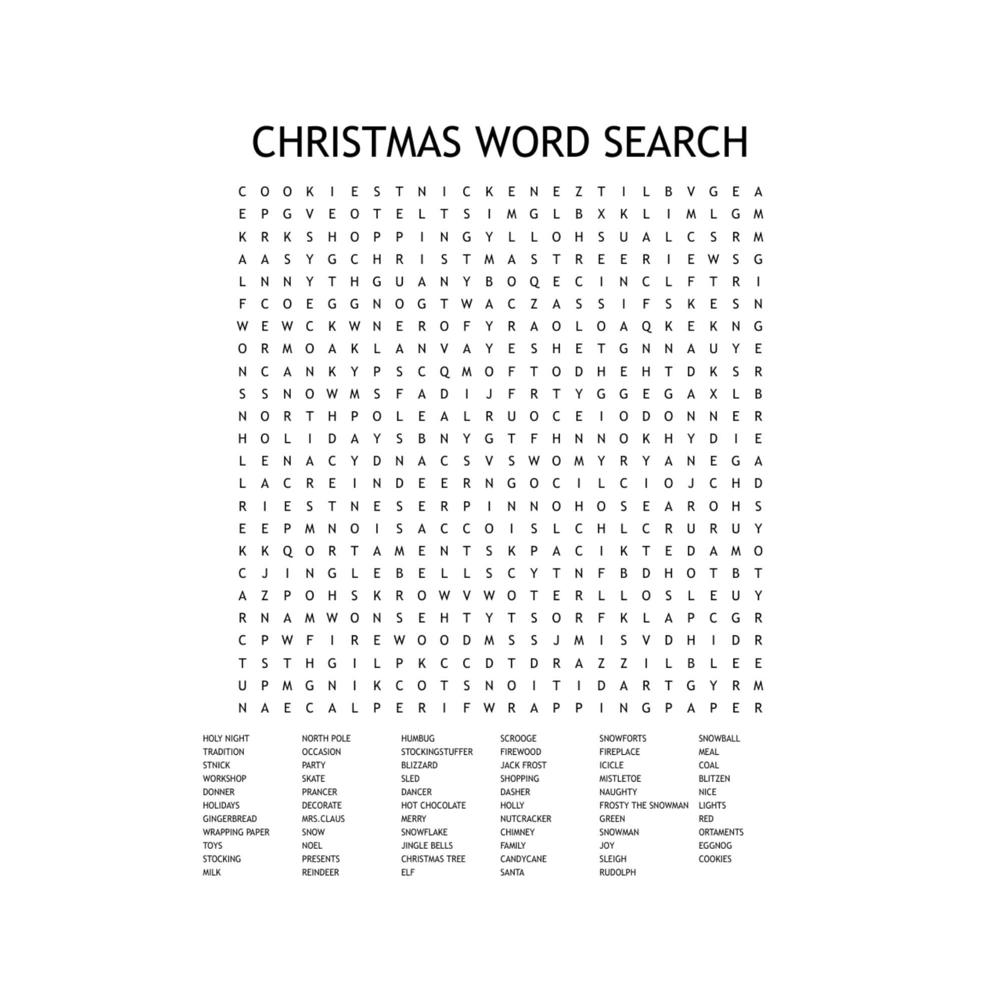 Christmas Word Search Printable Download | Pdf Instant Digital inside Christmas Word Search Printable Hard