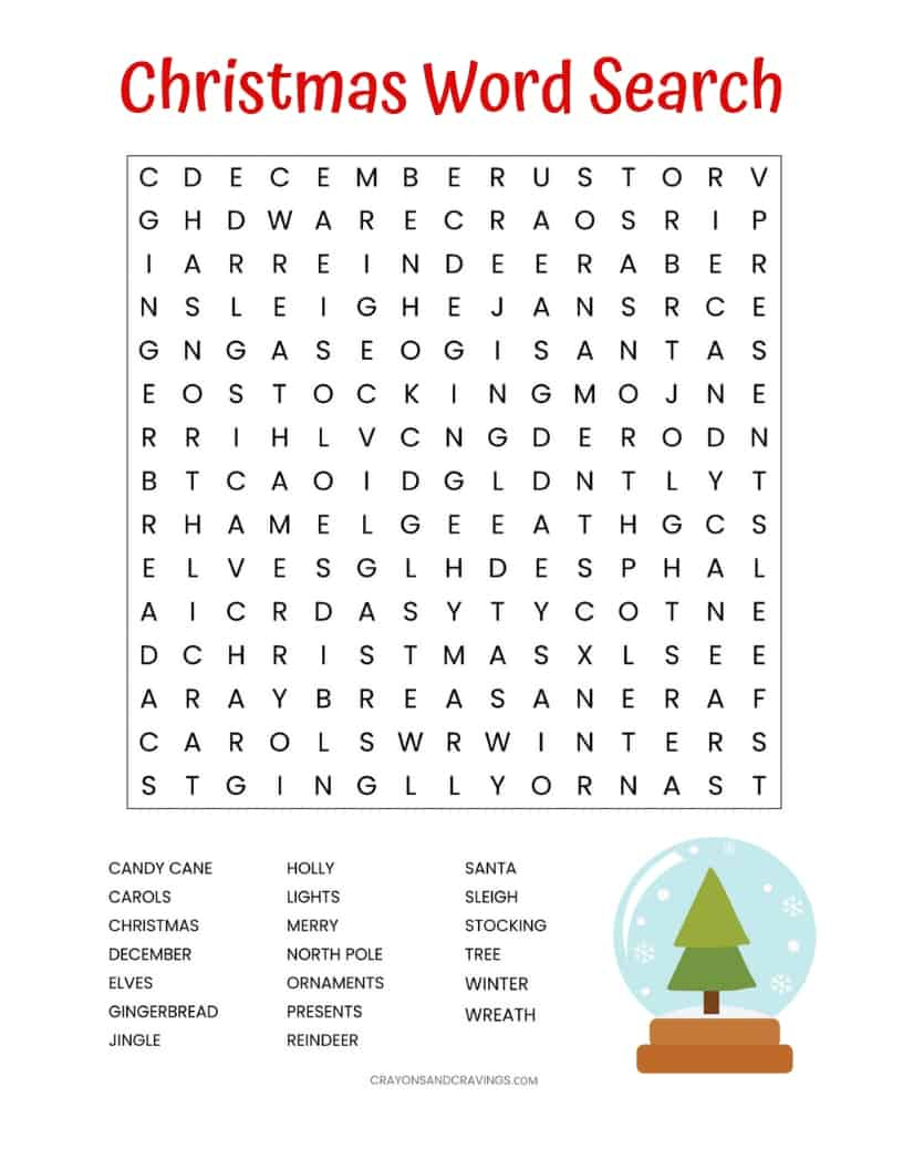 Christmas Word Search Printable (For Kids Or Adults) with Printable Word Searches For Christmas