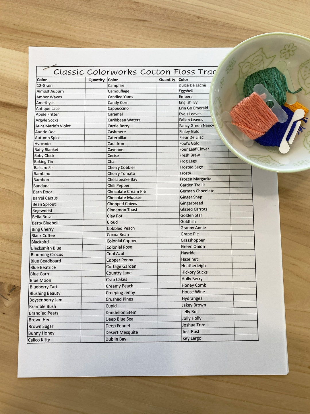 Classic Colorworks Cotton And Silk Floss Inventory Tracker for Classic Colorworks Conversion to Dmc Thread Chart Free Printable