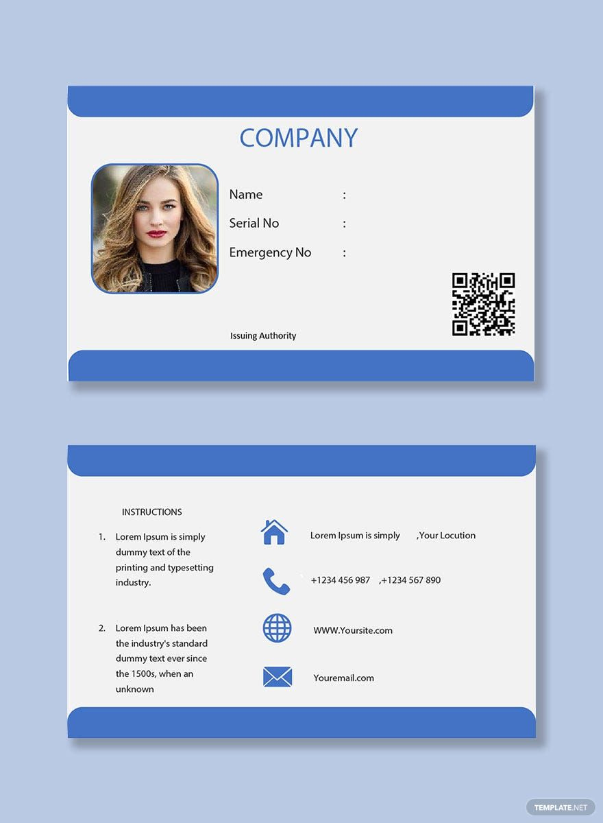 Company Blank Id Card Template In Pages, Word, Publisher, Pdf for Printable Blank Id Card Template