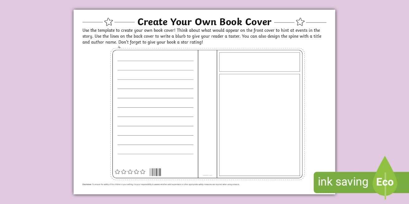 Create Your Own Book Cover Activity Sheet throughout Create Your Own Printable Book