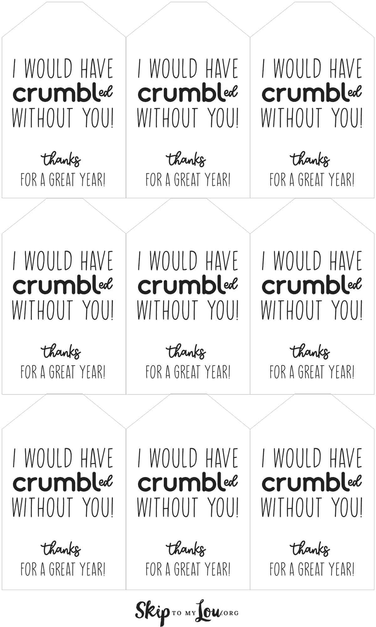 Crumbl Cookie Tags | Skip To My Lou within We Would Crumble Without You Free Printable